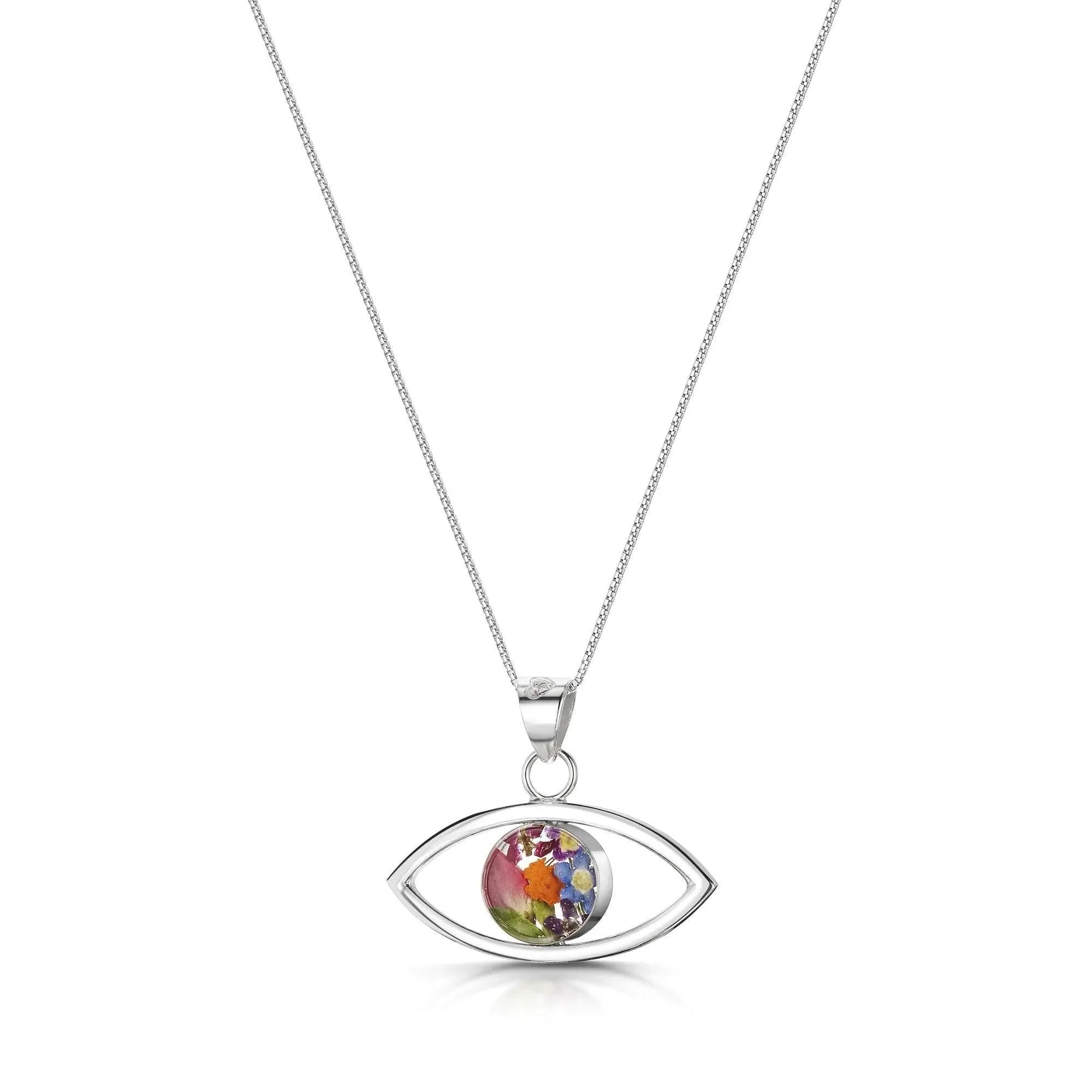 Silver Necklace - Mixed Flowers - Lucky Eye