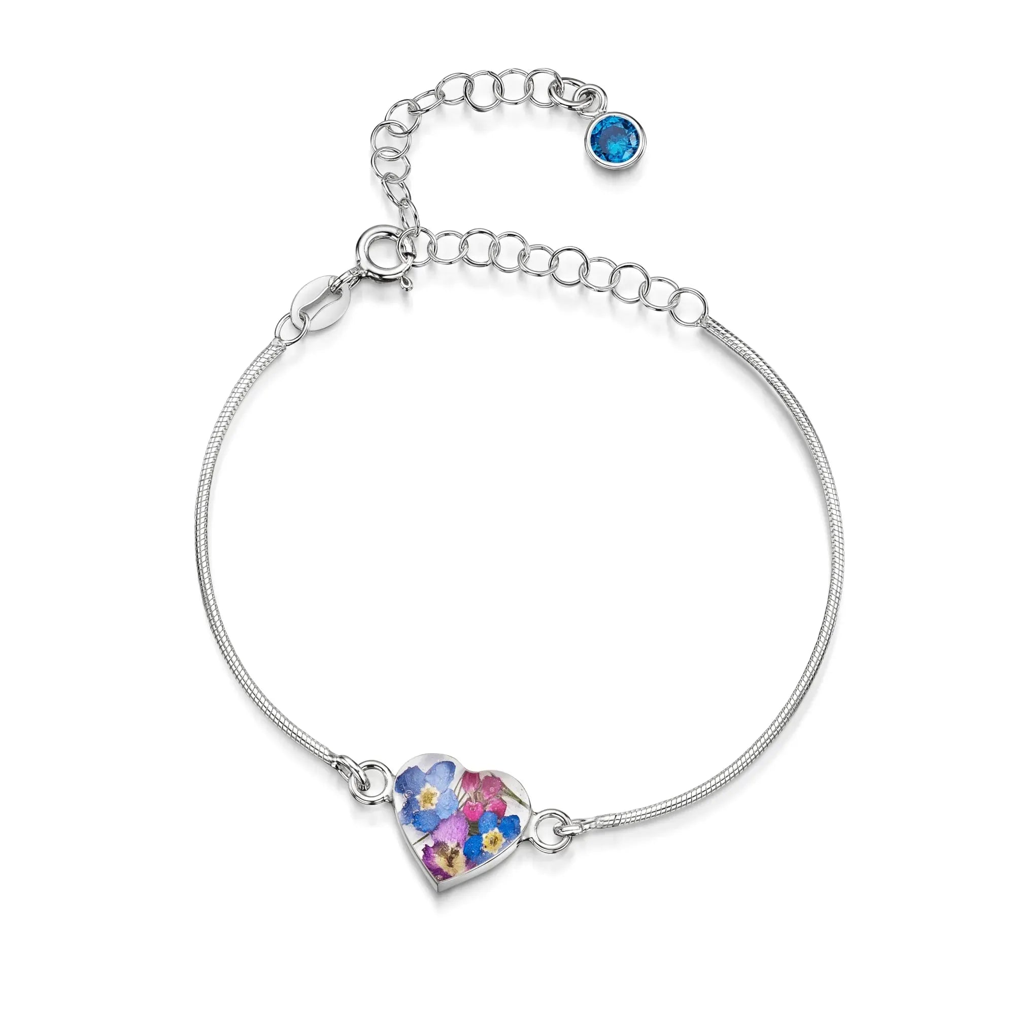 Bracelets personnalisés en argent sterling avec pierre de naissance en forme de fleur | Violette hurlante®