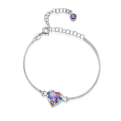Bracelets personnalisés en argent sterling avec pierre de naissance en forme de fleur | Violette hurlante®