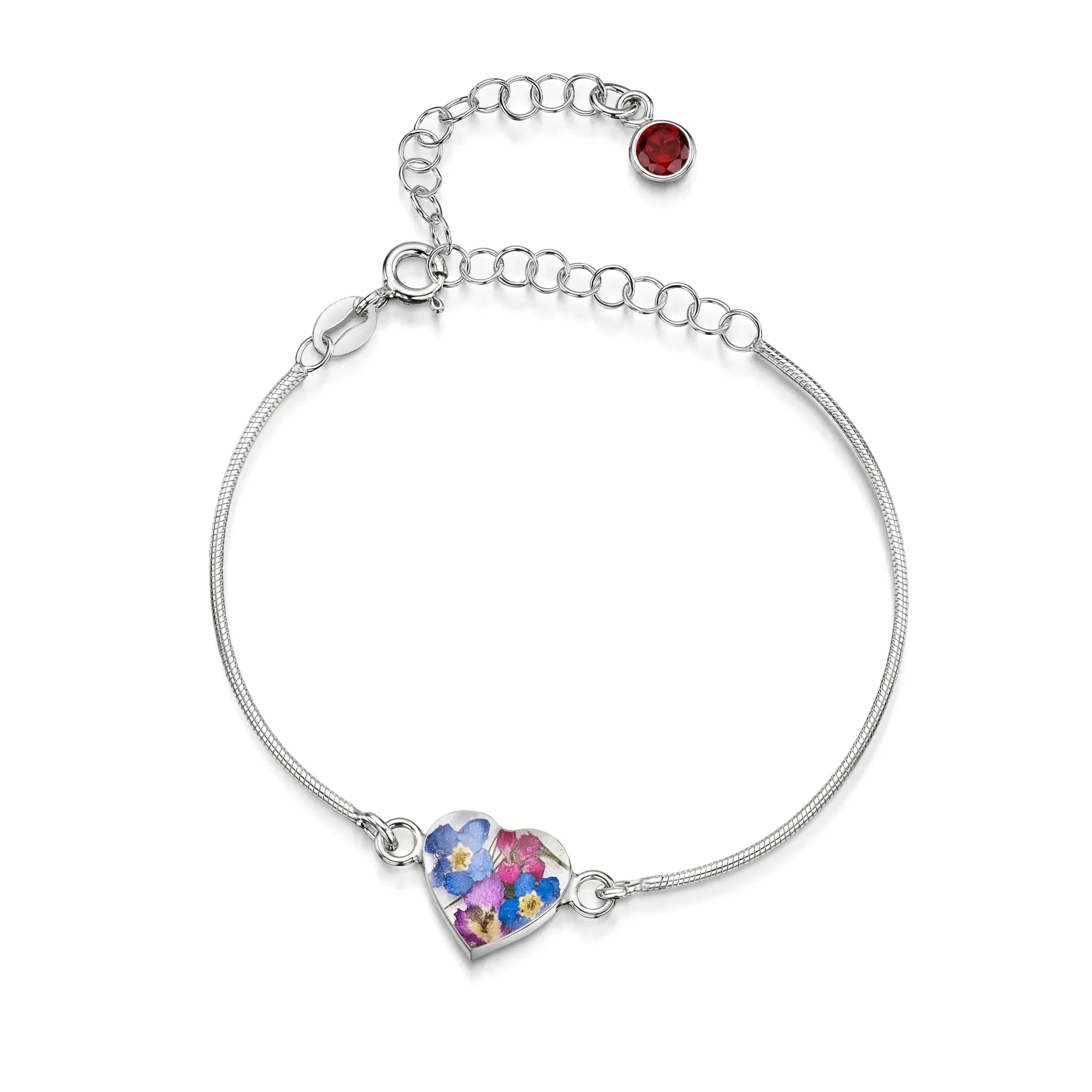 Bracelets personnalisés en argent sterling avec pierre de naissance en forme de fleur | Violette hurlante®