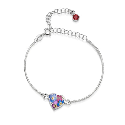 Bracelets personnalisés en argent sterling avec pierre de naissance en forme de fleur | Violette hurlante®