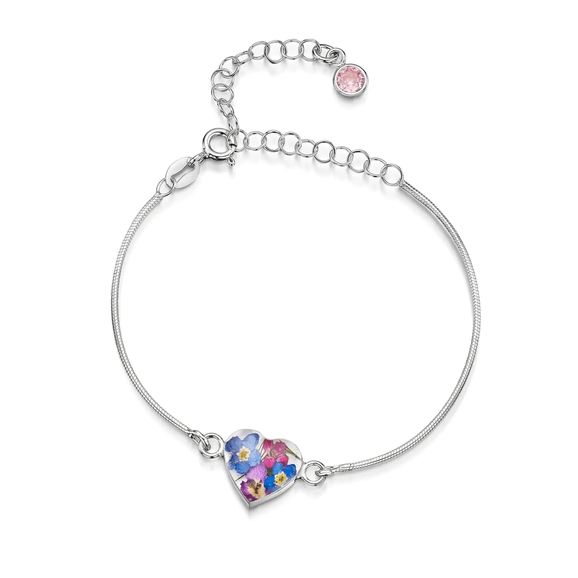 Bracelets personnalisés en argent sterling avec pierre de naissance en forme de fleur | Violette hurlante®