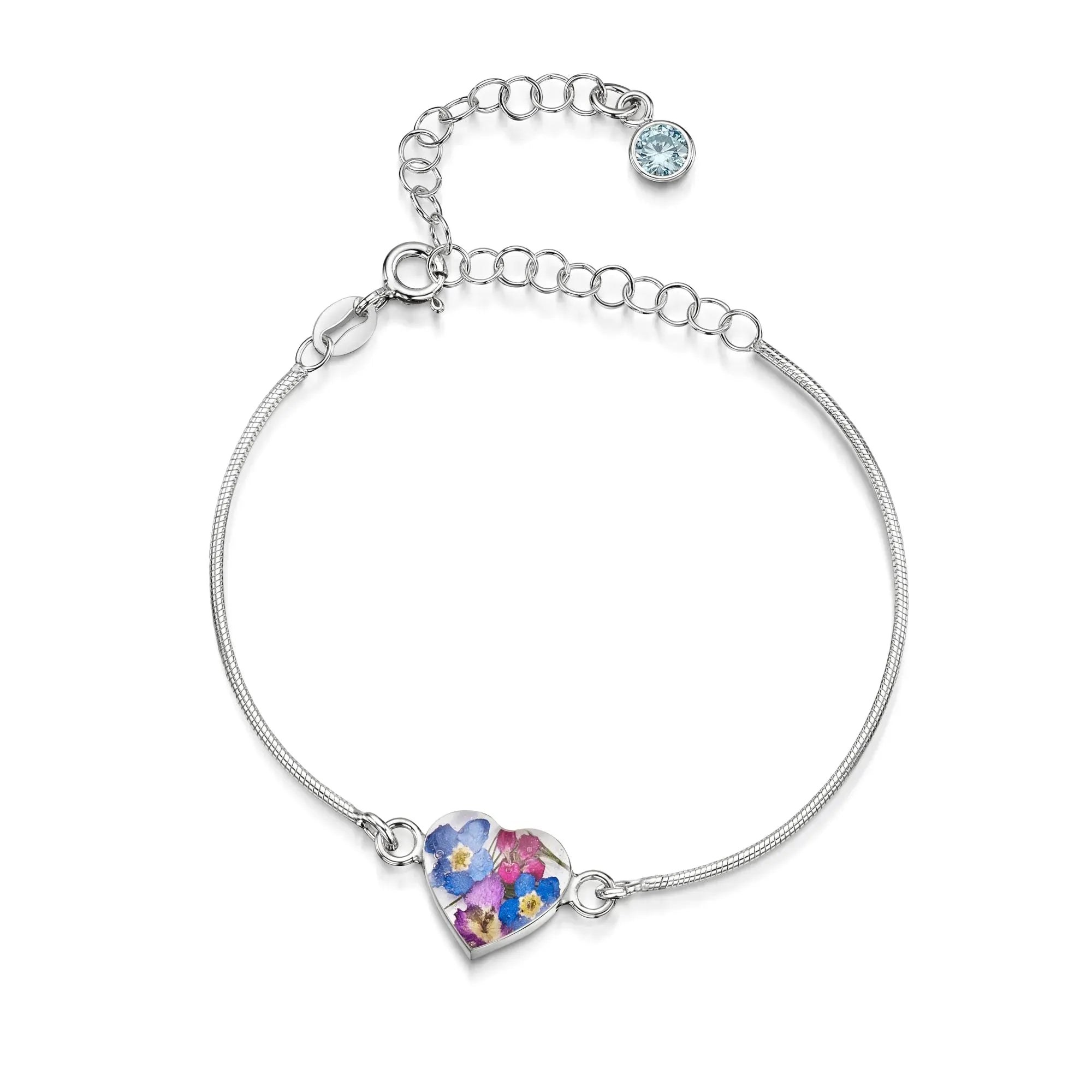 Bracelets personnalisés en argent sterling avec pierre de naissance en forme de fleur | Violette hurlante®