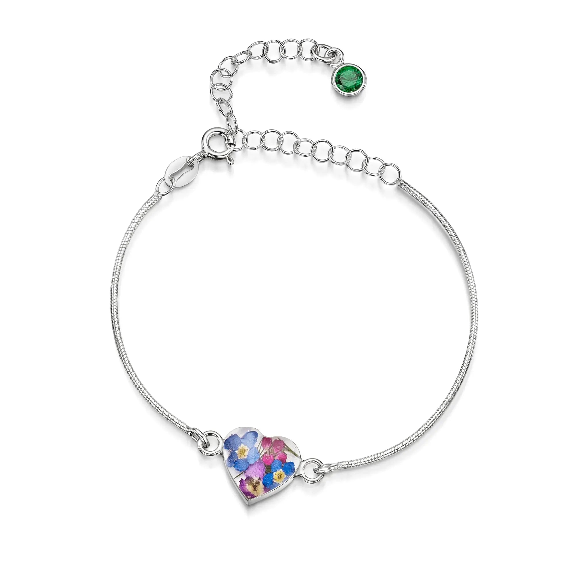 Bracelets personnalisés en argent sterling avec pierre de naissance en forme de fleur | Violette hurlante®