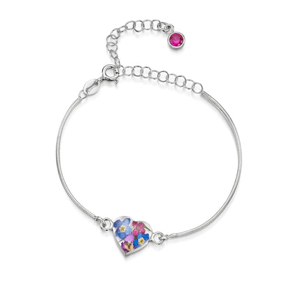 Bracelets personnalisés en argent sterling avec pierre de naissance en forme de fleur | Violette hurlante®