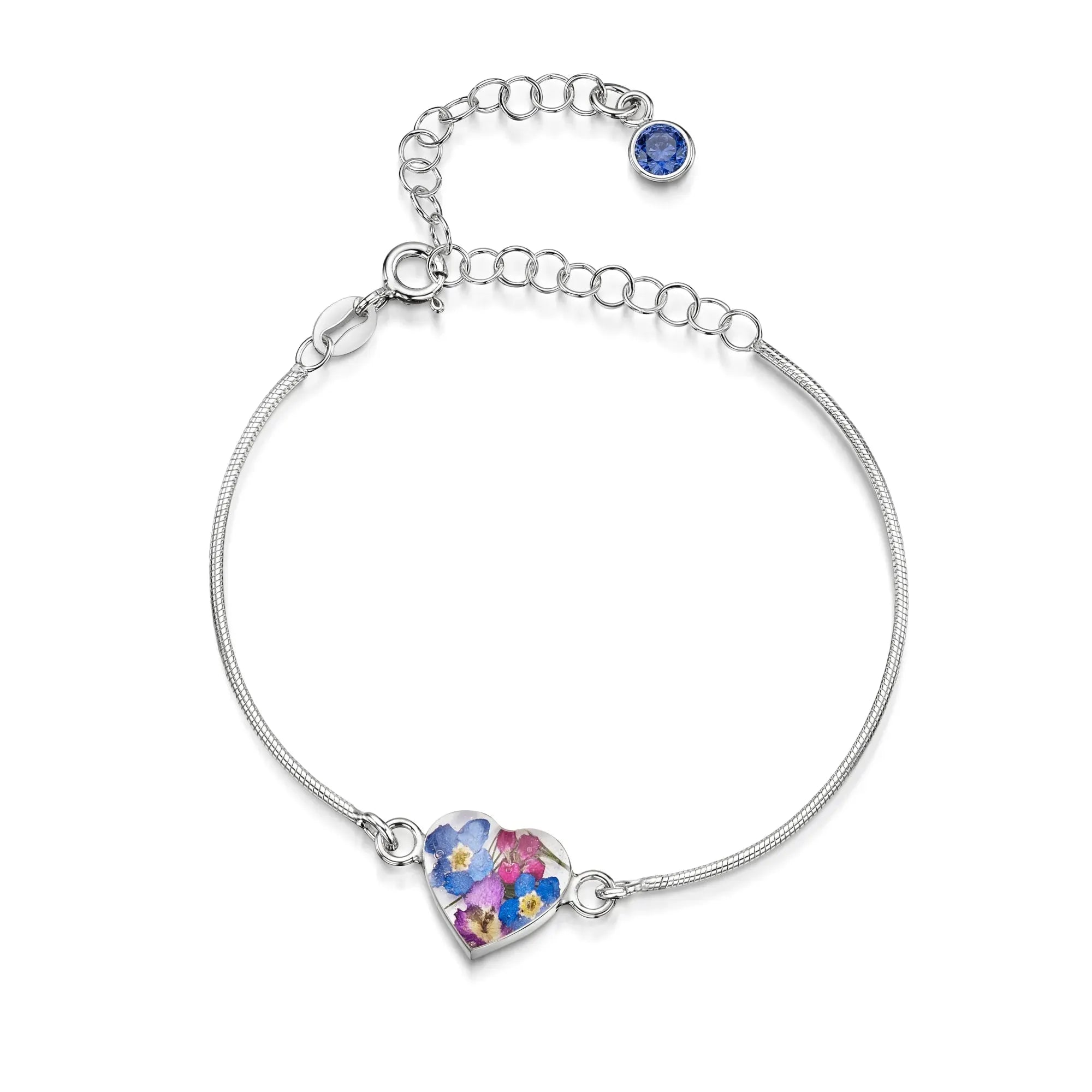 Bracelets personnalisés en argent sterling avec pierre de naissance en forme de fleur | Violette hurlante®