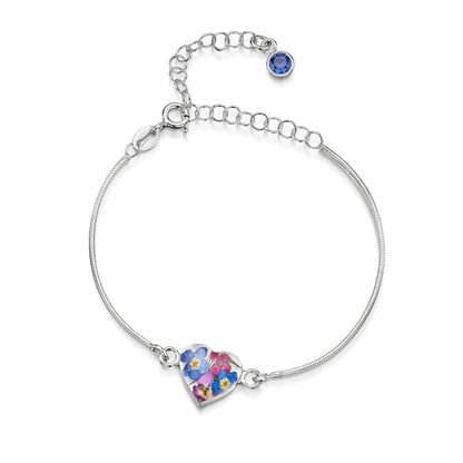 Bracelets personnalisés en argent sterling avec pierre de naissance en forme de fleur | Violette hurlante®