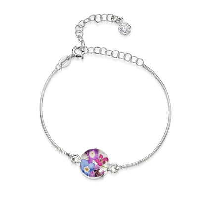 Bracelets personnalisés en argent sterling avec pierre de naissance en forme de fleur | Violette hurlante®