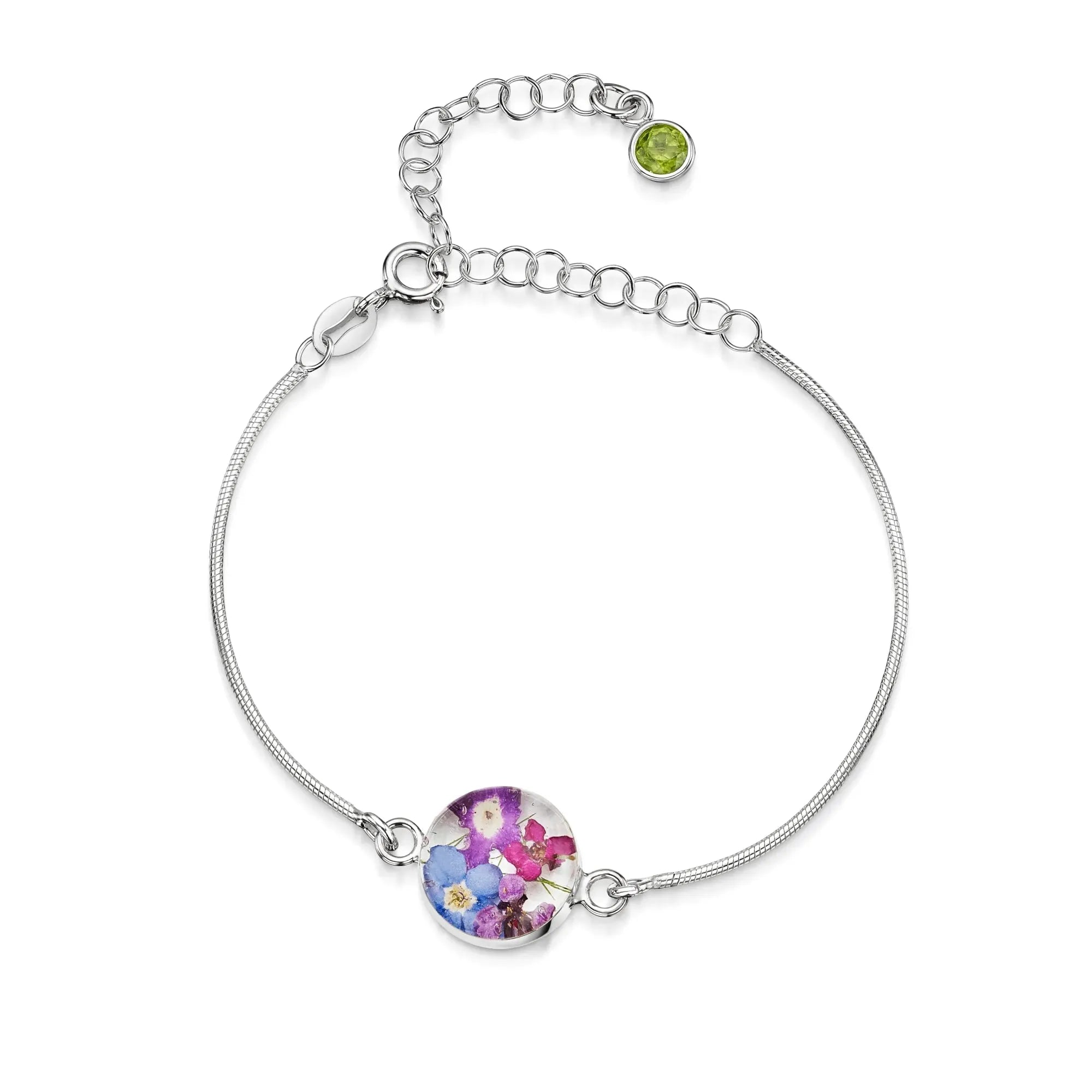 Bracelets personnalisés en argent sterling avec pierre de naissance en forme de fleur | Violette hurlante®
