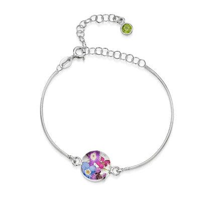 Bracelets personnalisés en argent sterling avec pierre de naissance en forme de fleur | Violette hurlante®