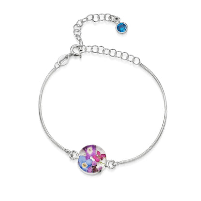 Bracelets personnalisés en argent sterling avec pierre de naissance en forme de fleur | Violette hurlante®