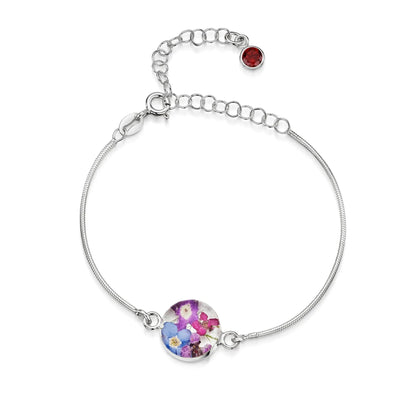 Bracelets personnalisés en argent sterling avec pierre de naissance en forme de fleur | Violette hurlante®