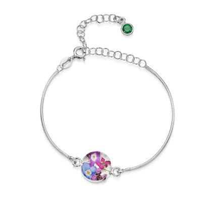 Bracelets personnalisés en argent sterling avec pierre de naissance en forme de fleur | Violette hurlante®