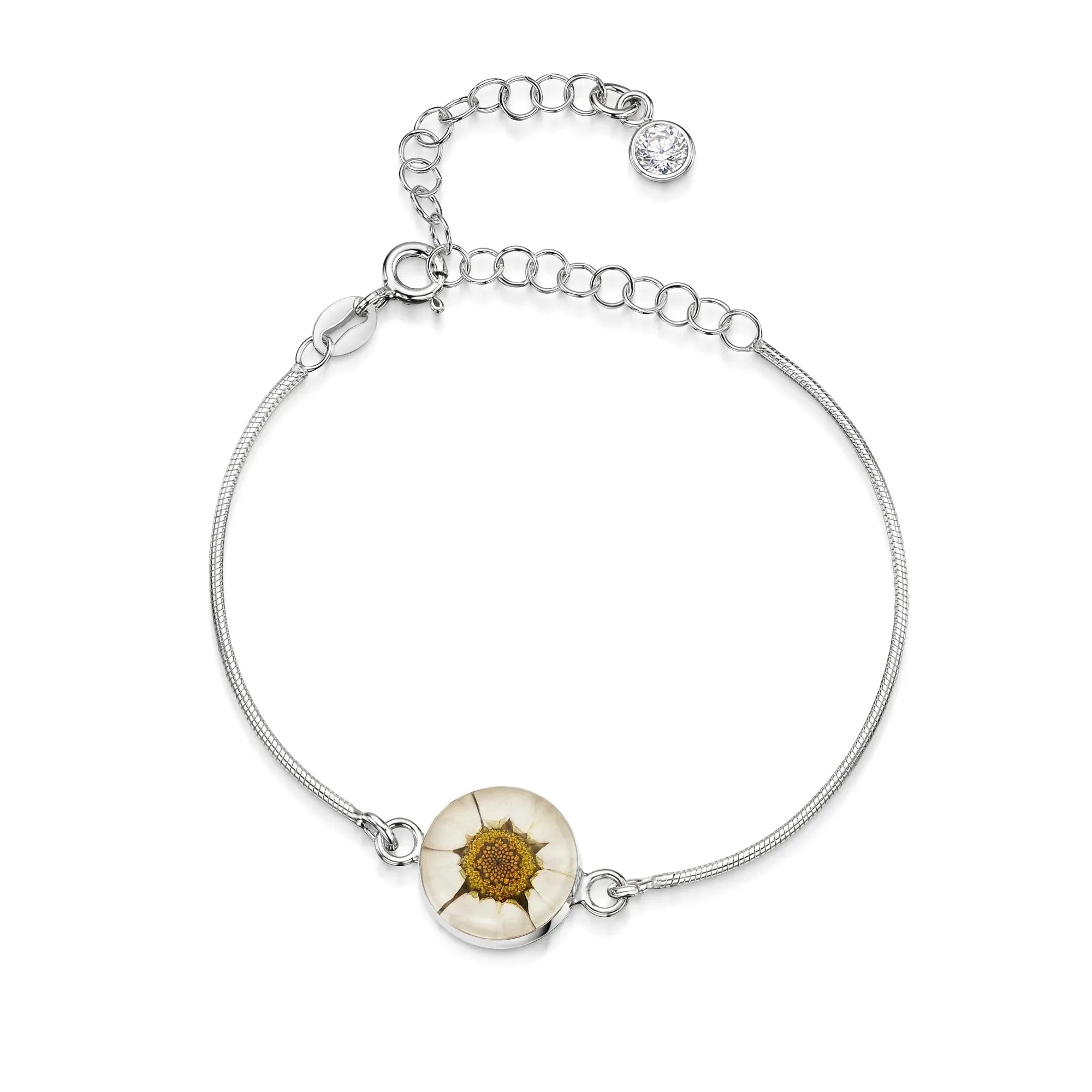 Bracelets personnalisés en argent sterling avec pierre de naissance en forme de fleur | Violette hurlante®