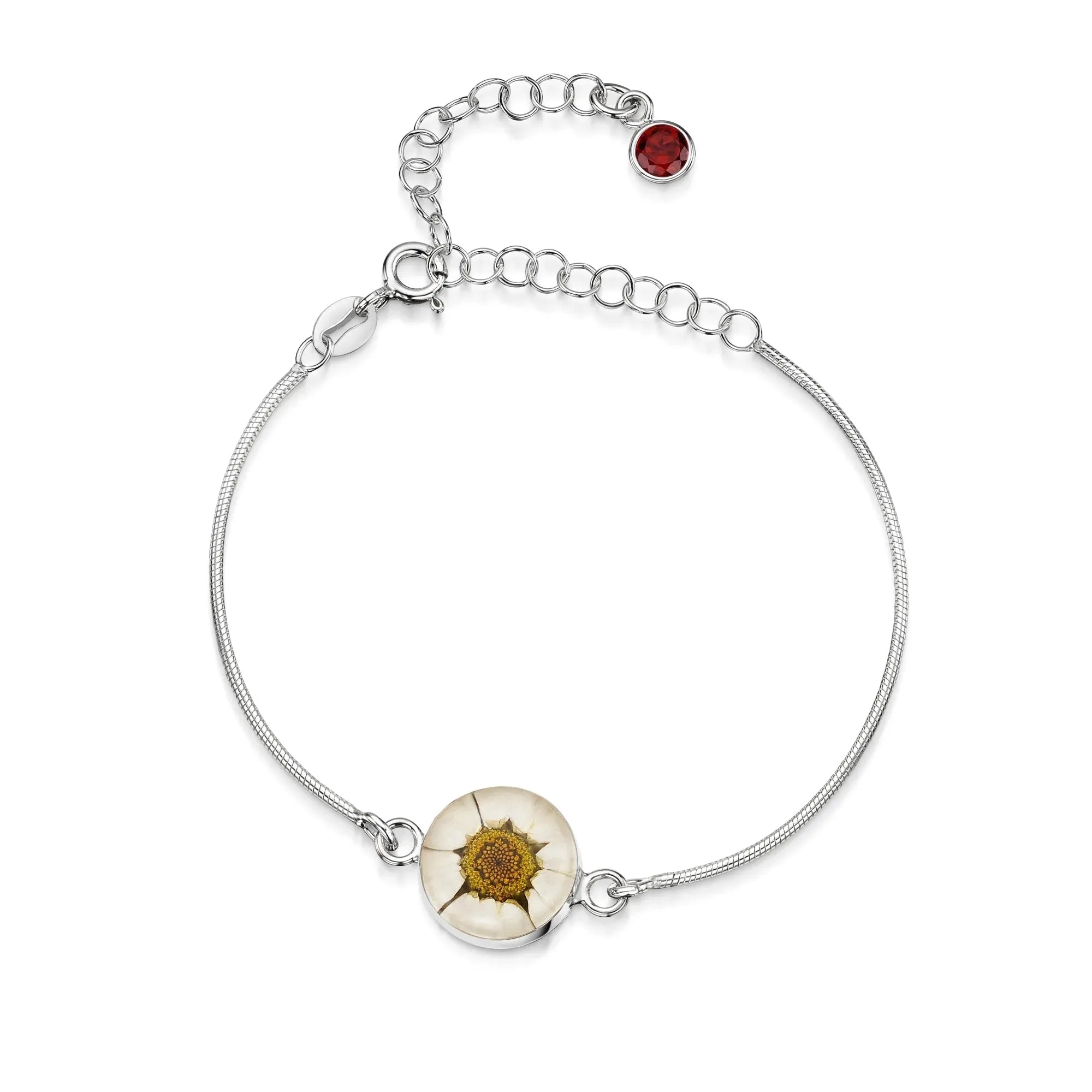 Bracelets personnalisés en argent sterling avec pierre de naissance en forme de fleur | Violette hurlante®