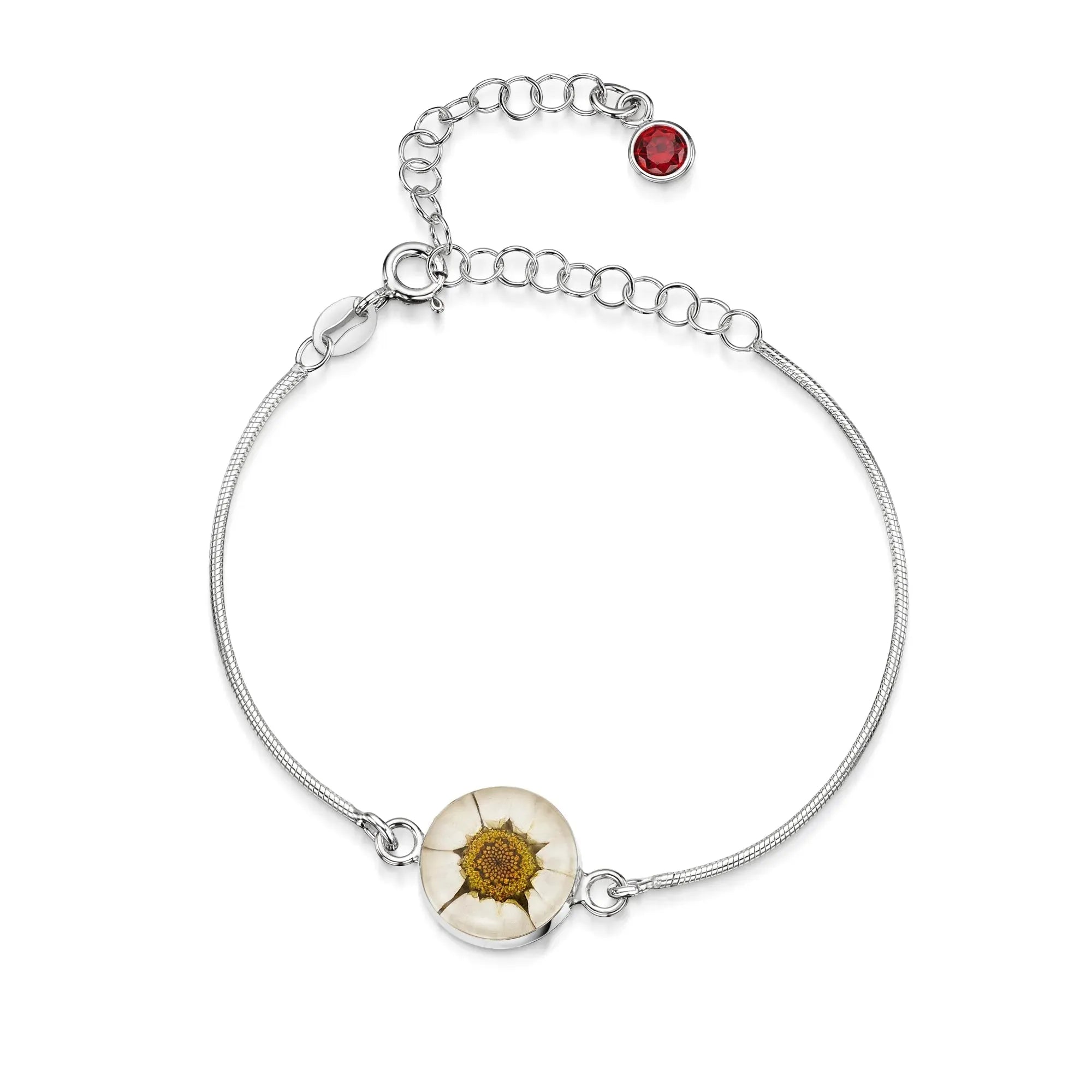 Bracelets personnalisés en argent sterling avec pierre de naissance en forme de fleur | Violette hurlante®