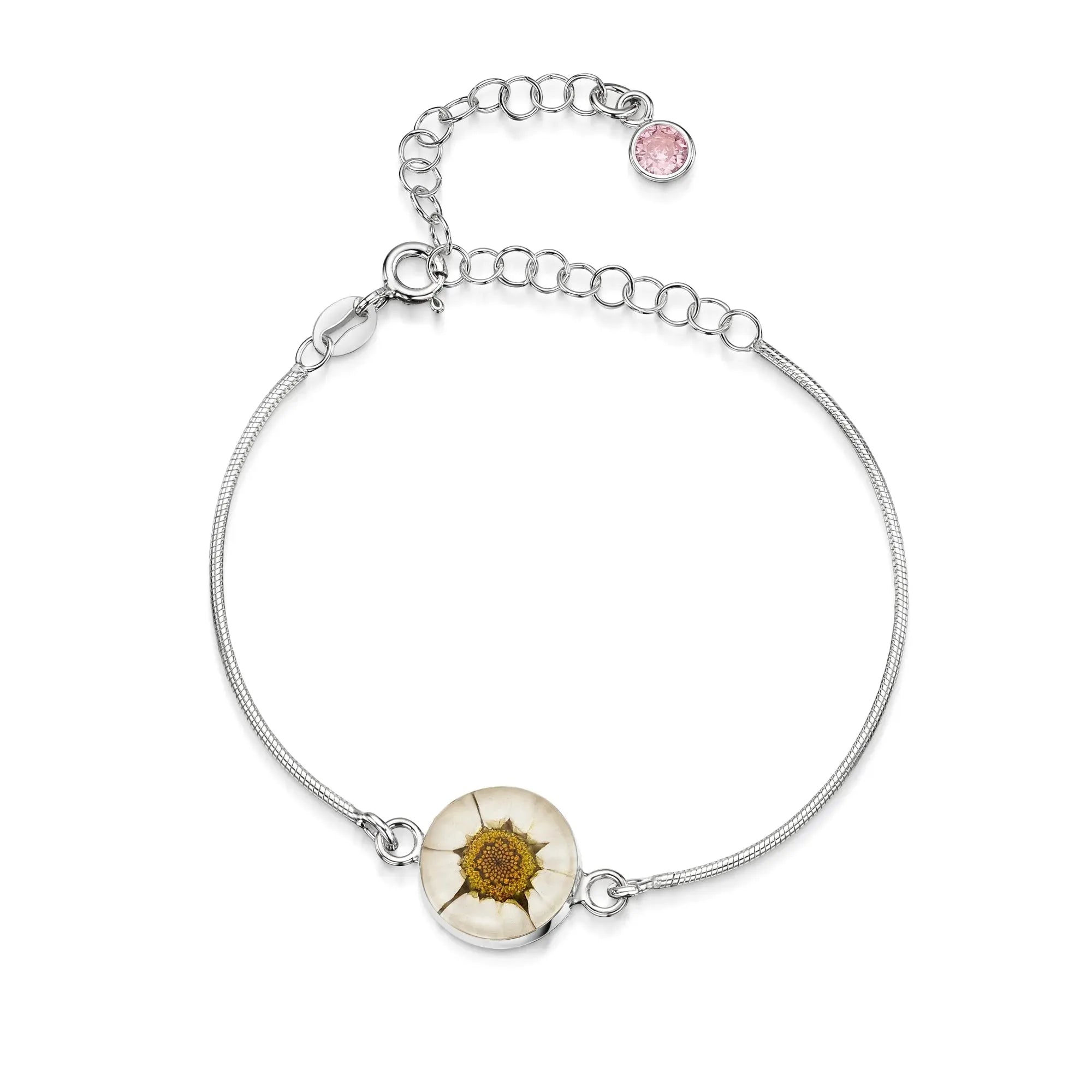Bracelets personnalisés en argent sterling avec pierre de naissance en forme de fleur | Violette hurlante®