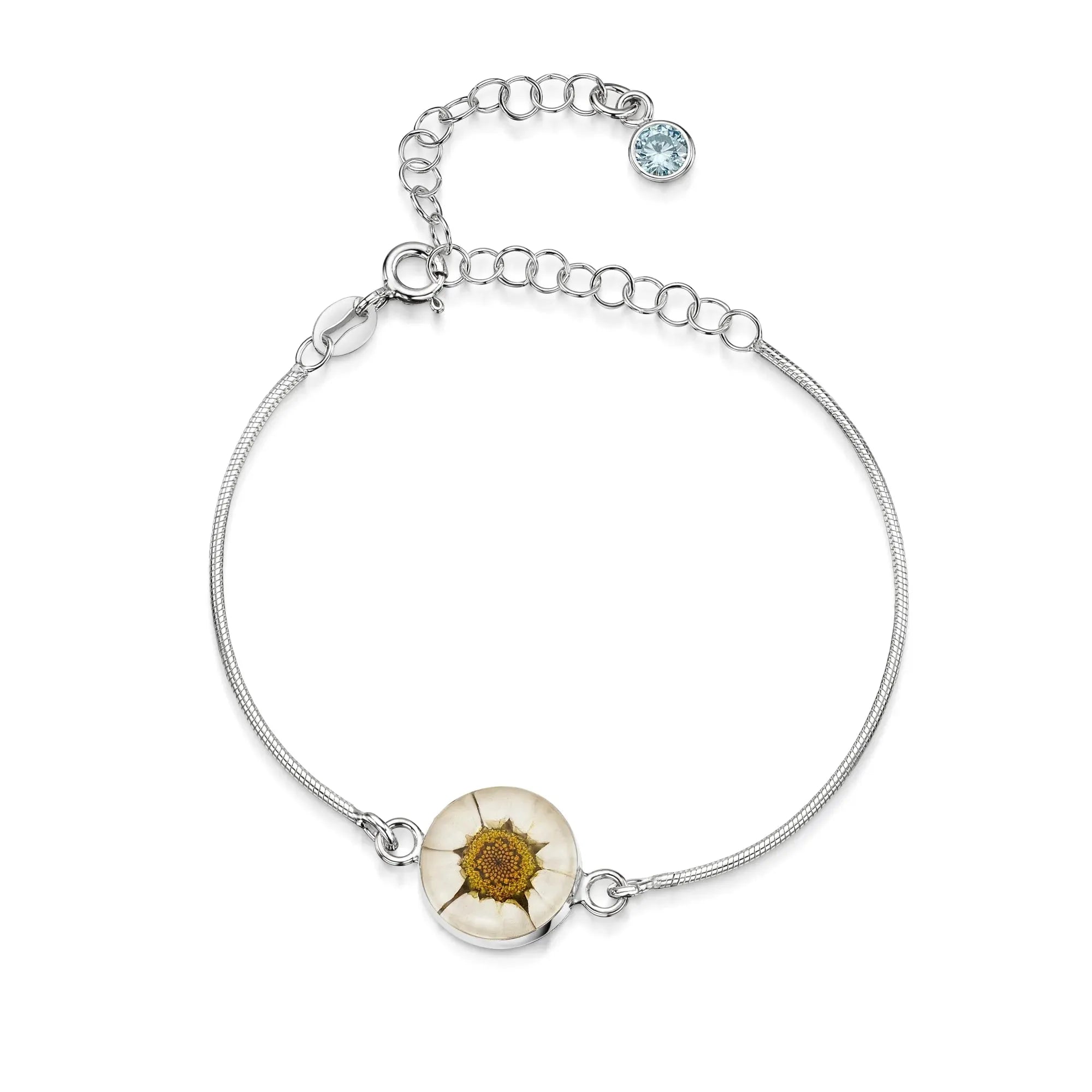 Bracelets personnalisés en argent sterling avec pierre de naissance en forme de fleur | Violette hurlante®