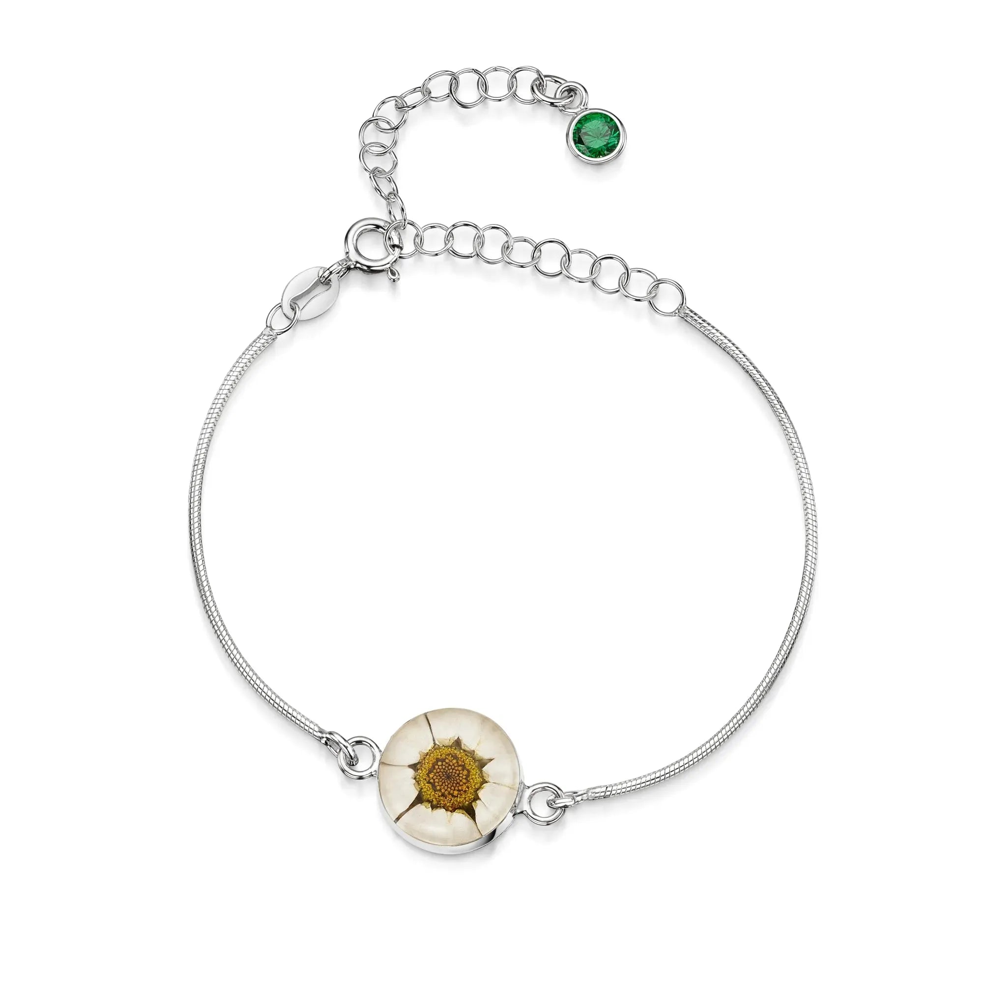 Bracelets personnalisés en argent sterling avec pierre de naissance en forme de fleur | Violette hurlante®