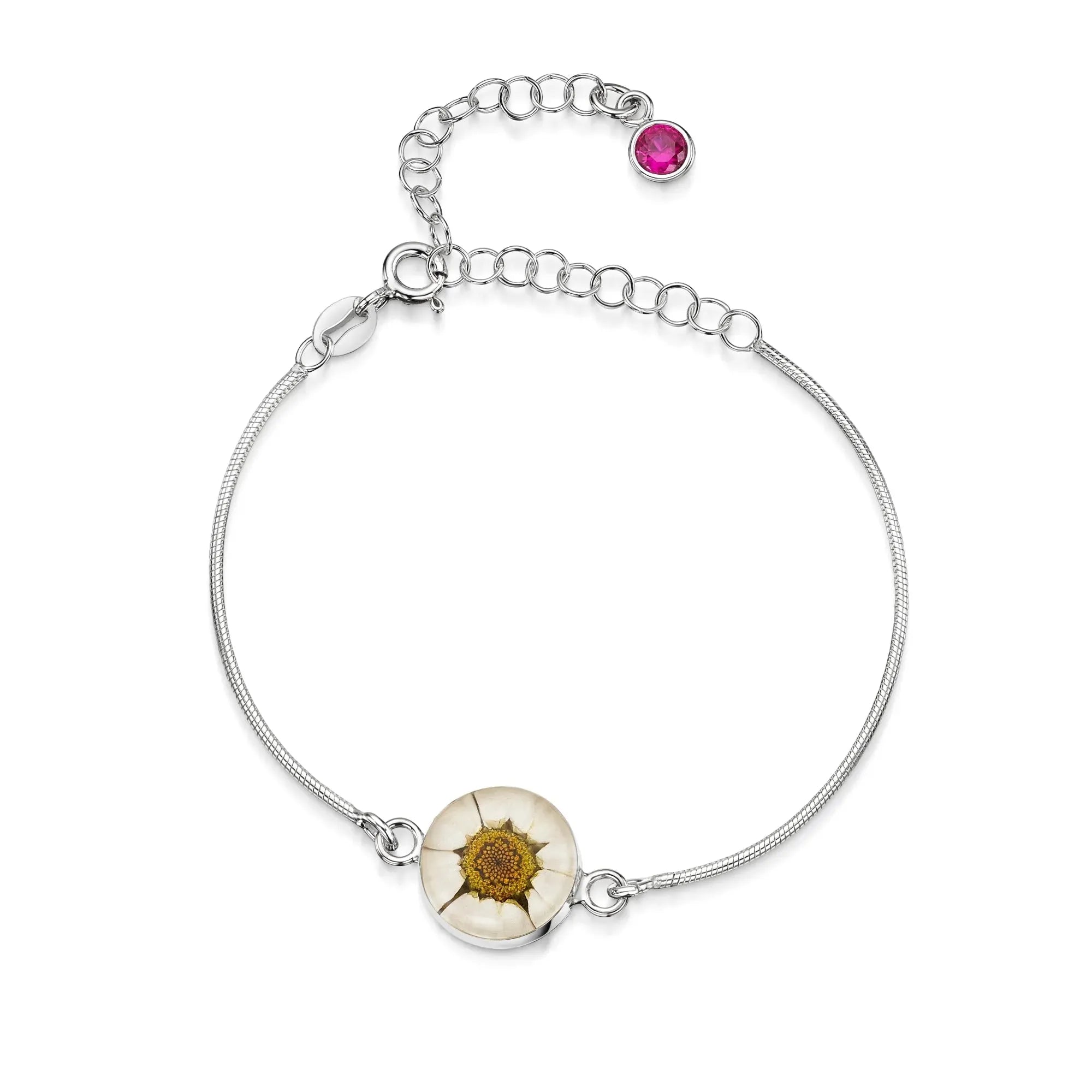 Bracelets personnalisés en argent sterling avec pierre de naissance en forme de fleur | Violette hurlante®