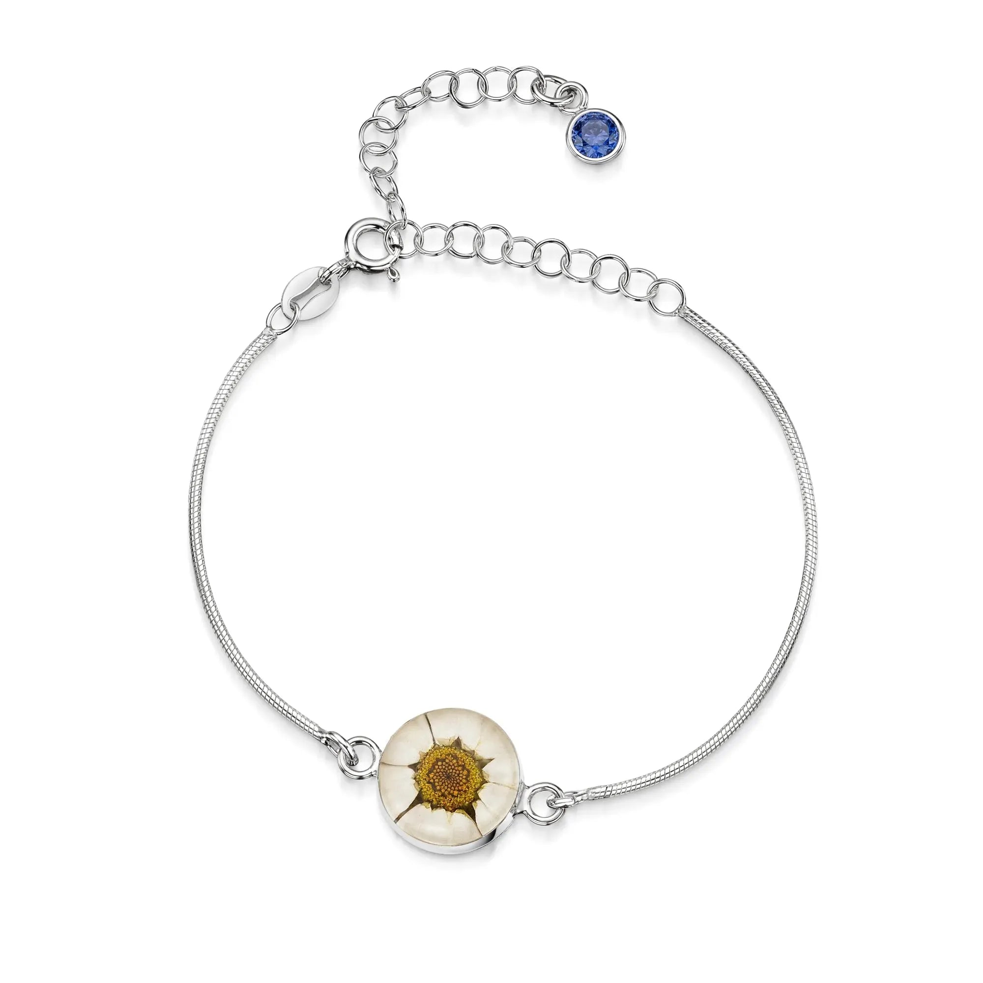 Bracelets personnalisés en argent sterling avec pierre de naissance en forme de fleur | Violette hurlante®