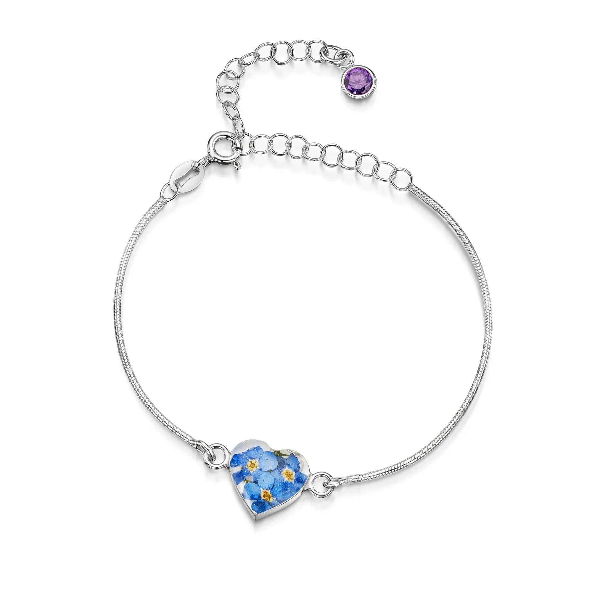 Bracelets personnalisés en argent sterling avec pierre de naissance en forme de fleur | Violette hurlante®