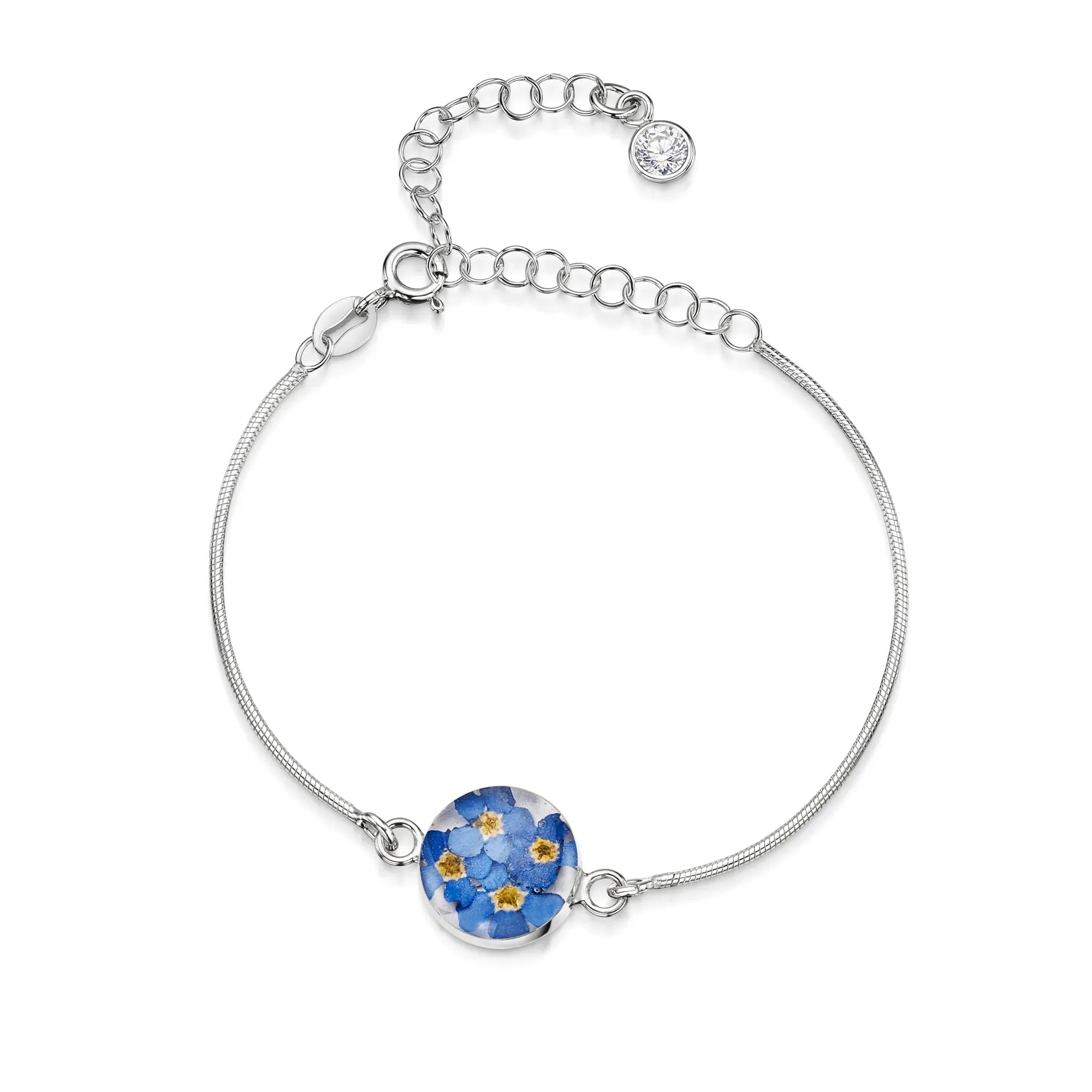 Bracelets personnalisés en argent sterling avec pierre de naissance en forme de fleur | Violette hurlante®