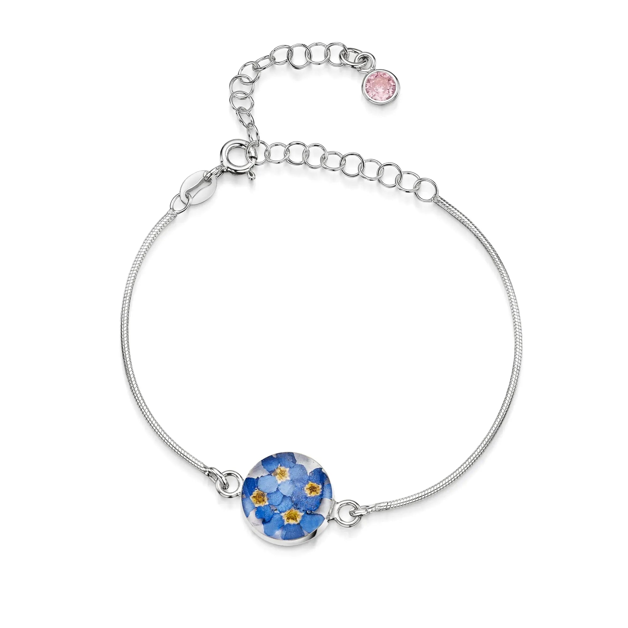 Bracelets personnalisés en argent sterling avec pierre de naissance en forme de fleur | Violette hurlante®