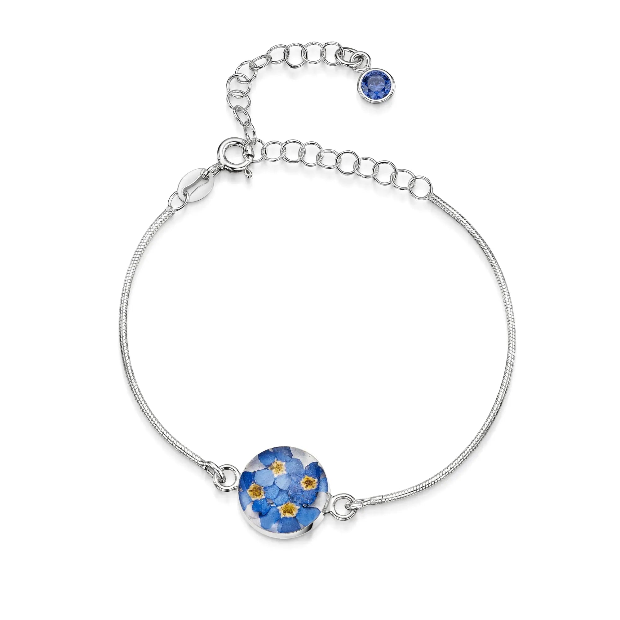 Bracelets personnalisés en argent sterling avec pierre de naissance en forme de fleur | Violette hurlante®