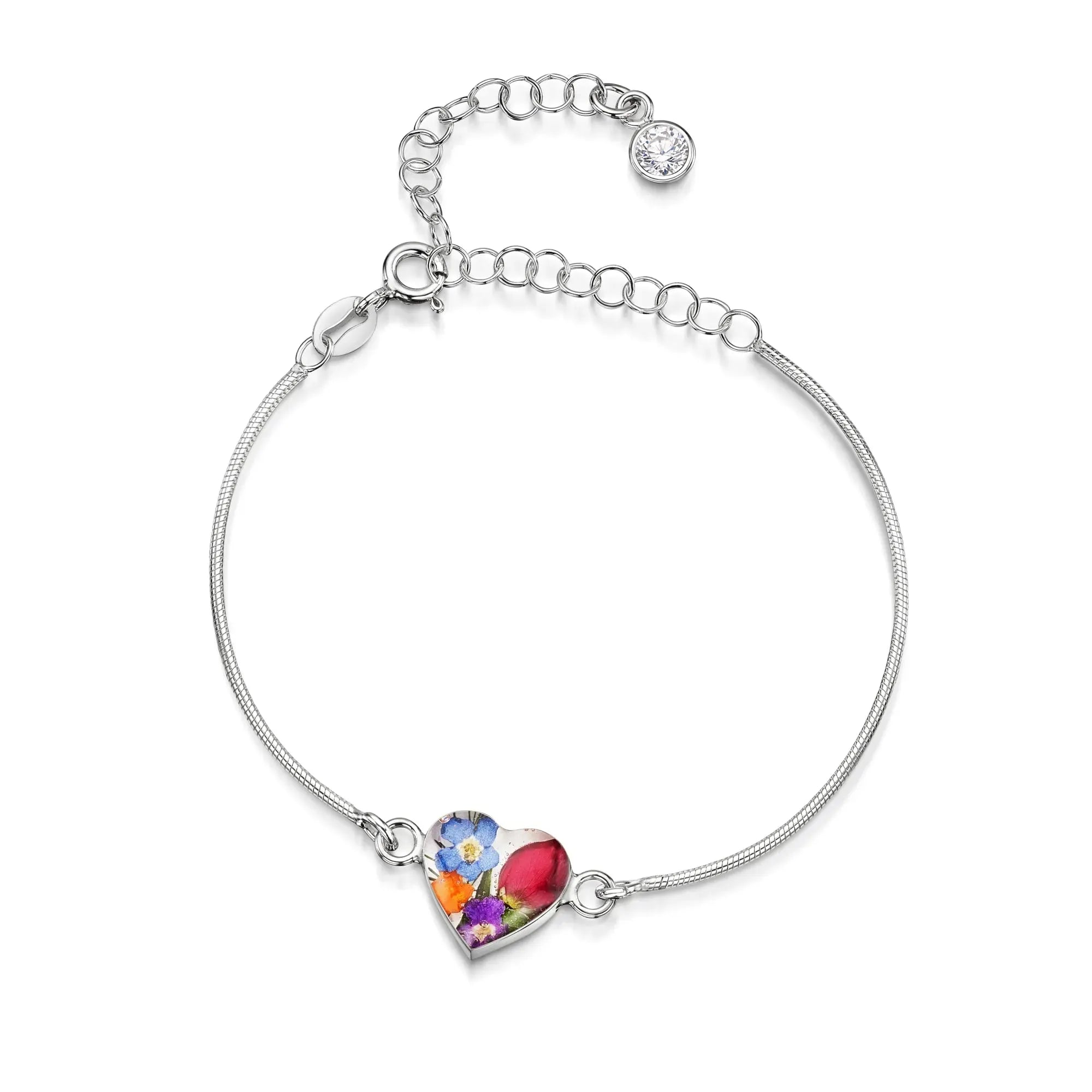 Bracelets personnalisés en argent sterling avec pierre de naissance en forme de fleur | Violette hurlante®