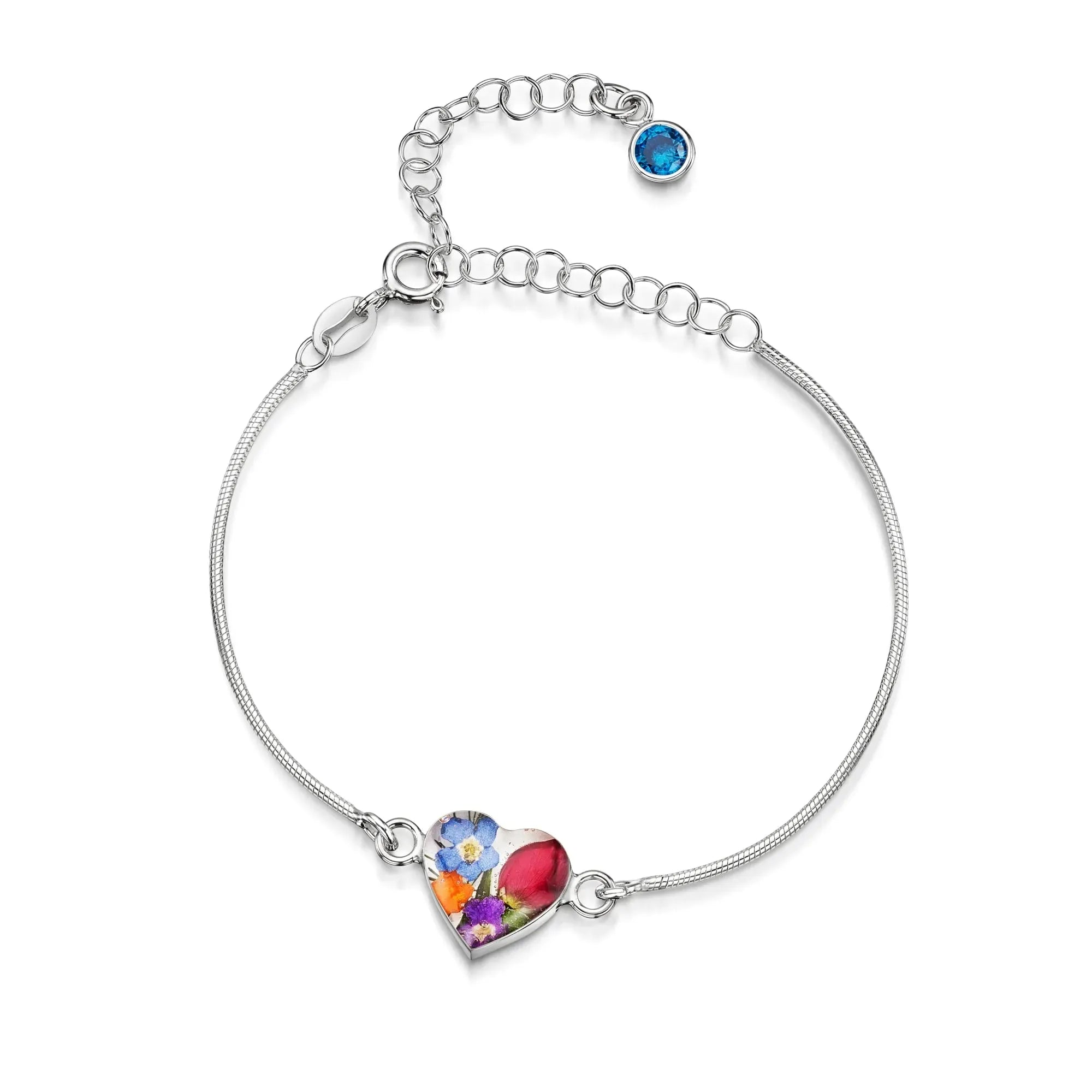 Bracelets personnalisés en argent sterling avec pierre de naissance en forme de fleur | Violette hurlante®