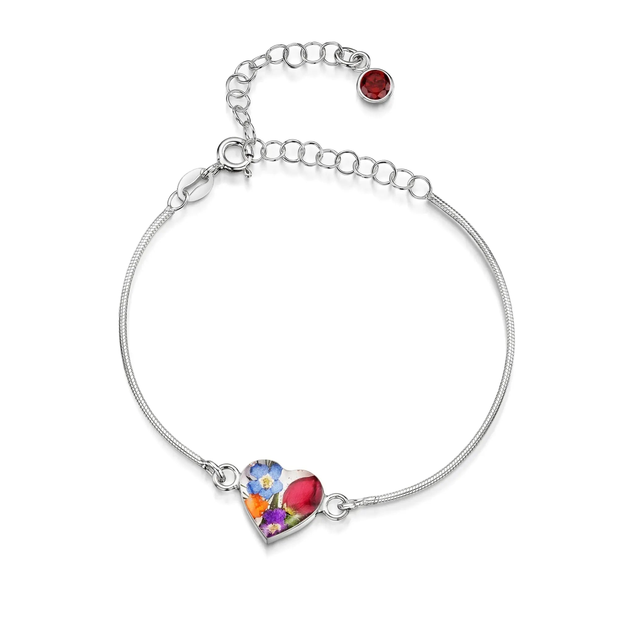 Bracelets personnalisés en argent sterling avec pierre de naissance en forme de fleur | Violette hurlante®