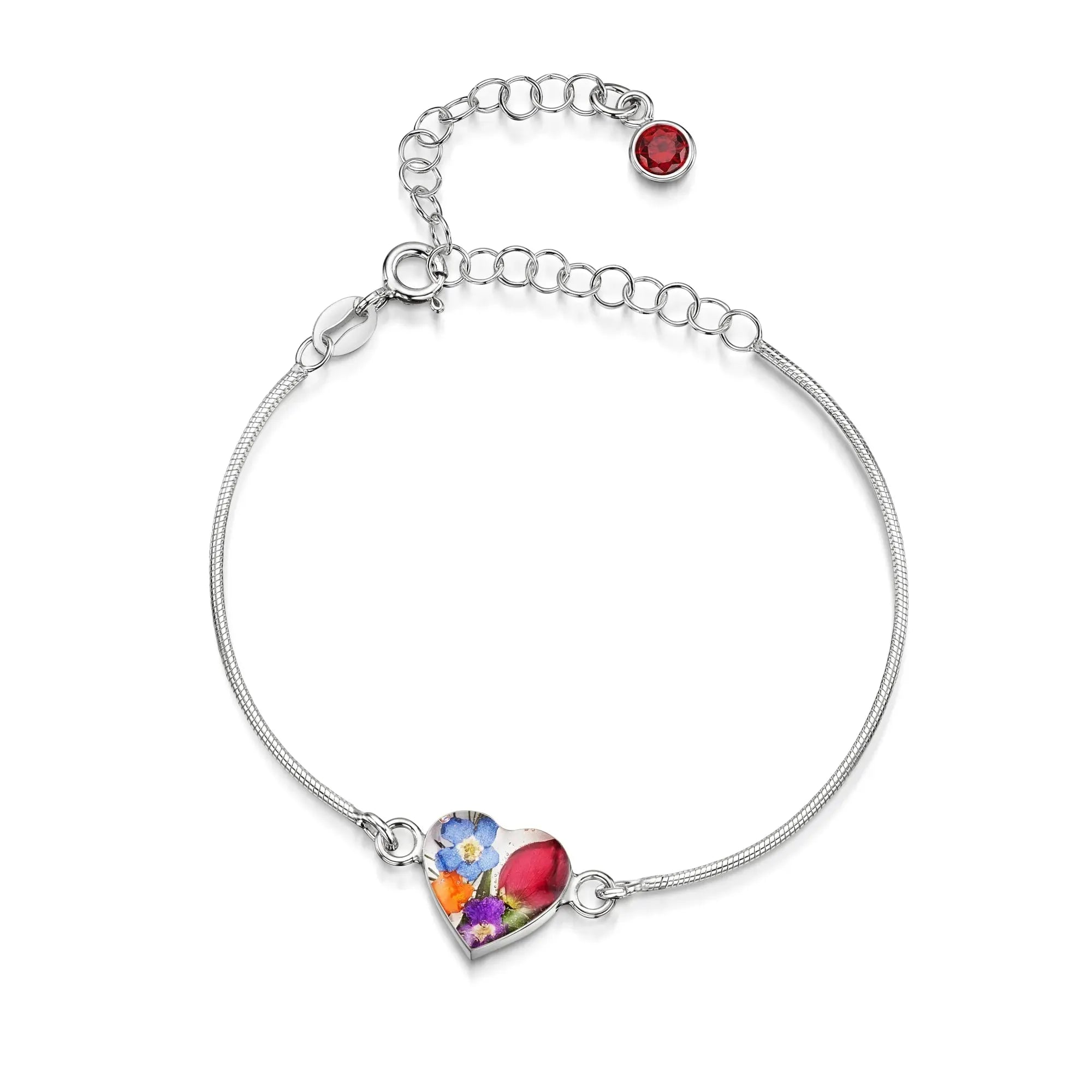 Bracelets personnalisés en argent sterling avec pierre de naissance en forme de fleur | Violette hurlante®