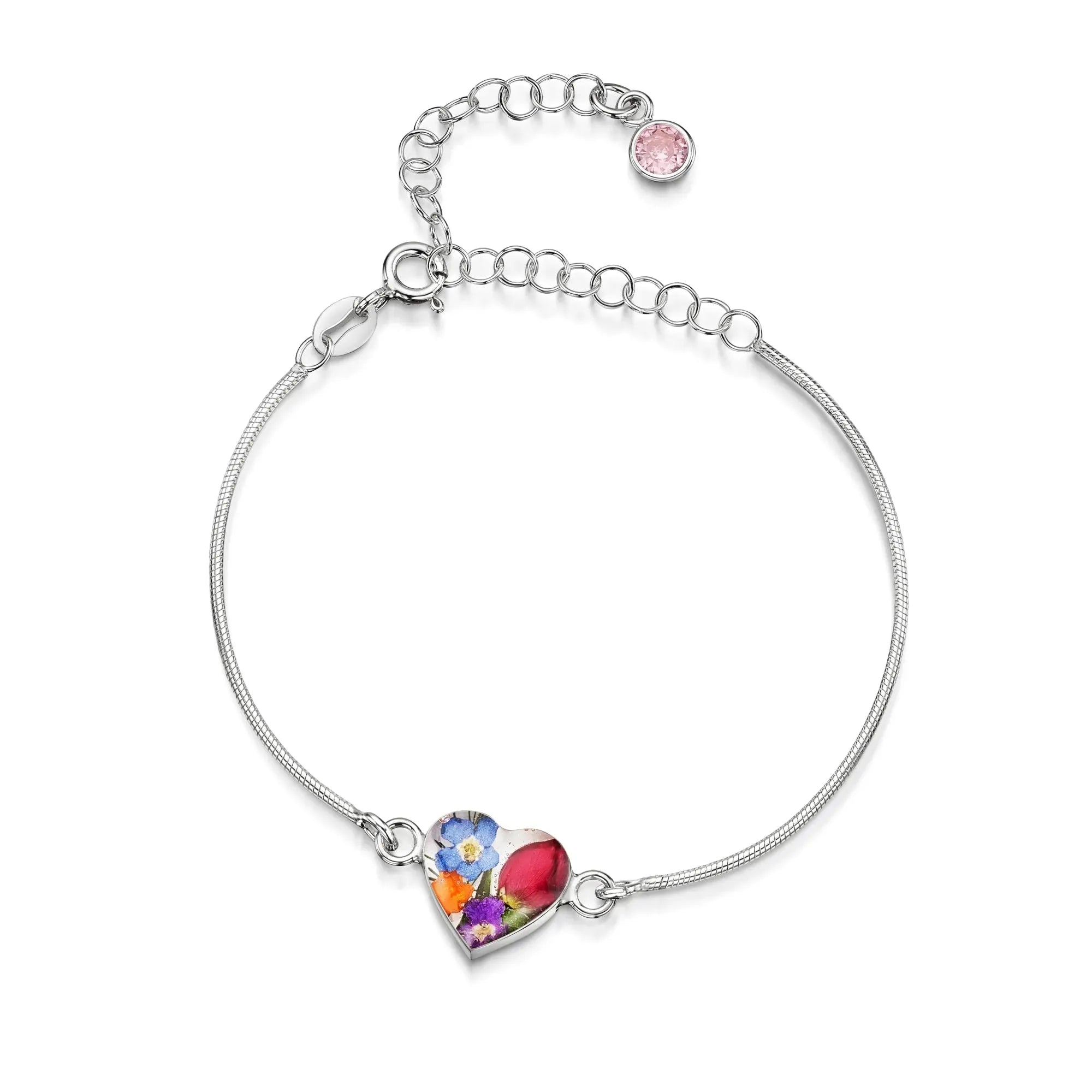 Bracelets personnalisés en argent sterling avec pierre de naissance en forme de fleur | Violette hurlante®