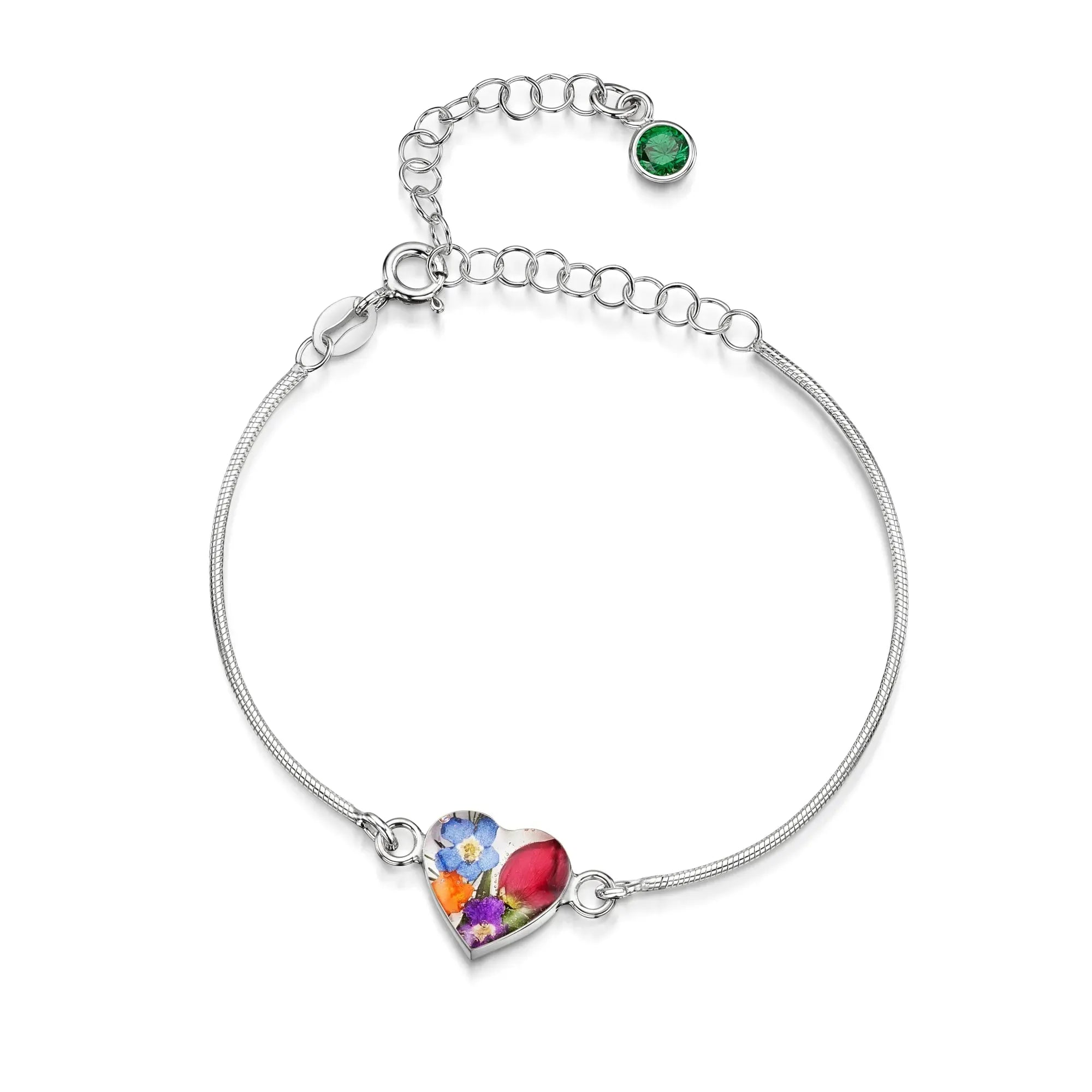 Bracelets personnalisés en argent sterling avec pierre de naissance en forme de fleur | Violette hurlante®