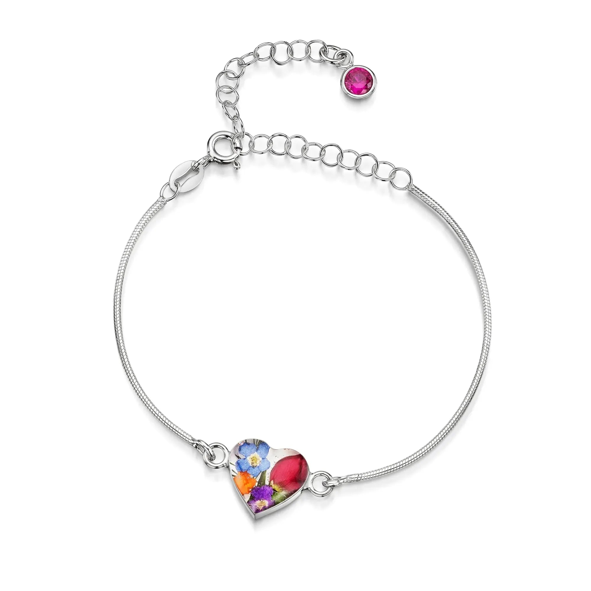 Bracelets personnalisés en argent sterling avec pierre de naissance en forme de fleur | Violette hurlante®