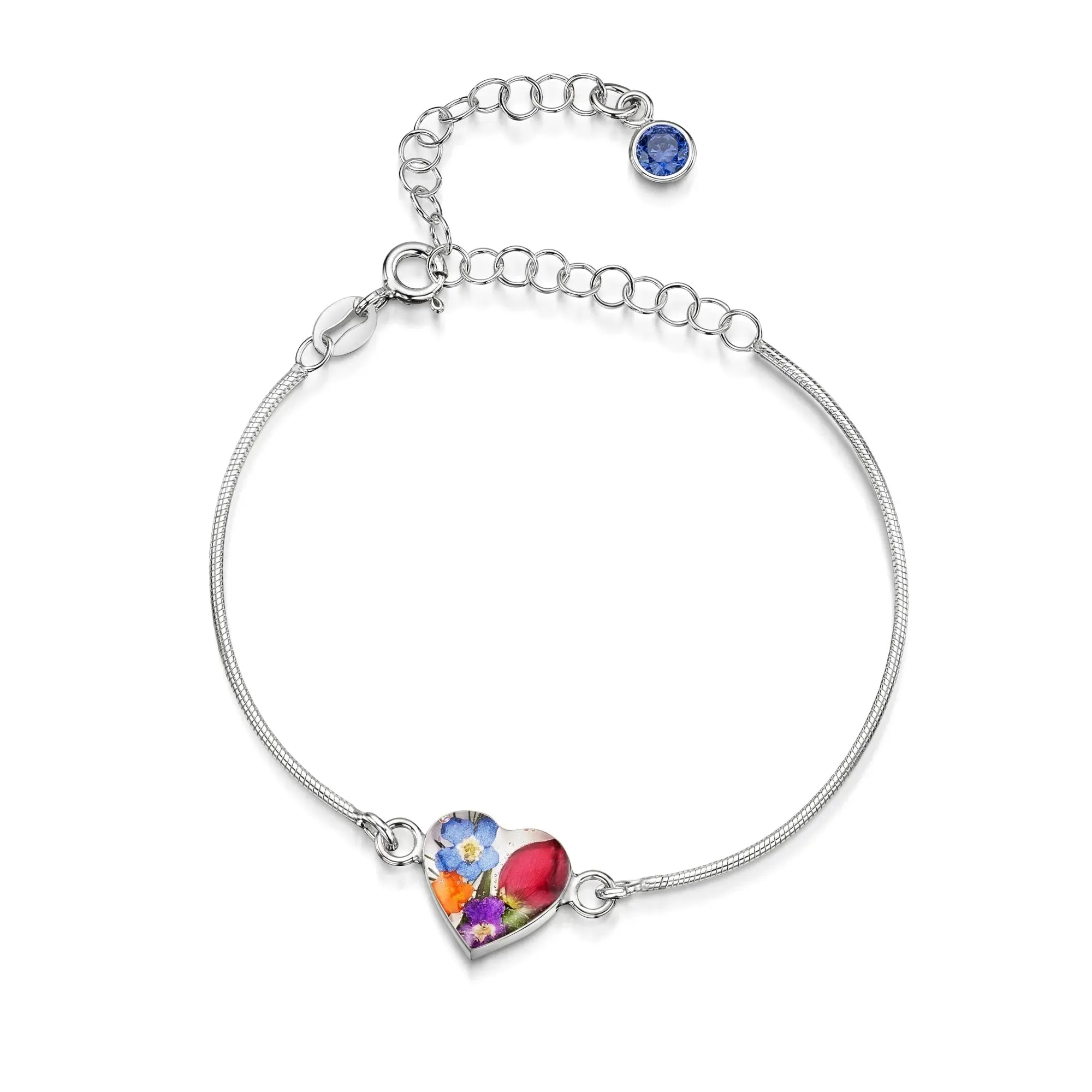 Bracelets personnalisés en argent sterling avec pierre de naissance en forme de fleur | Violette hurlante®