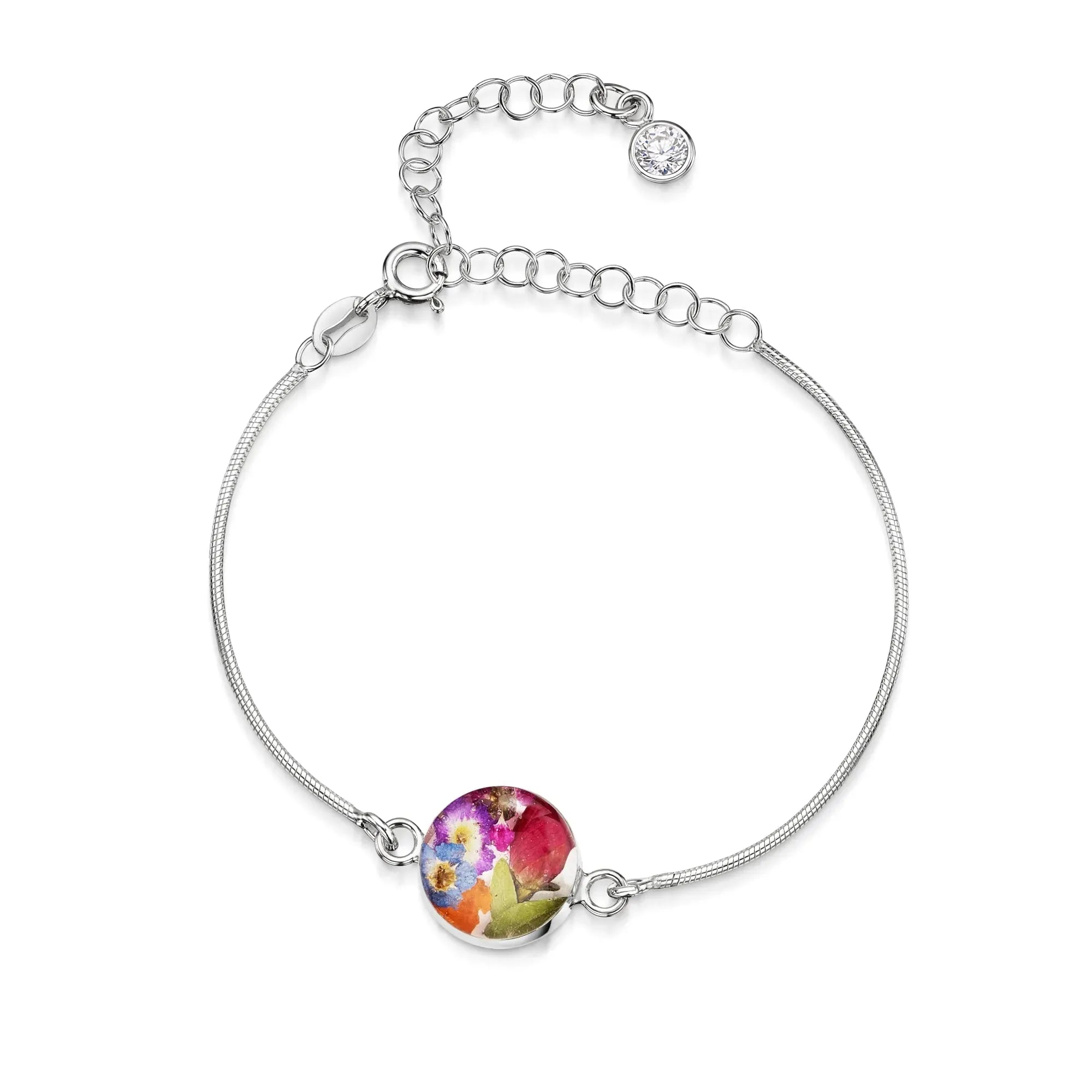 Bracelets personnalisés en argent sterling avec pierre de naissance en forme de fleur | Violette hurlante®