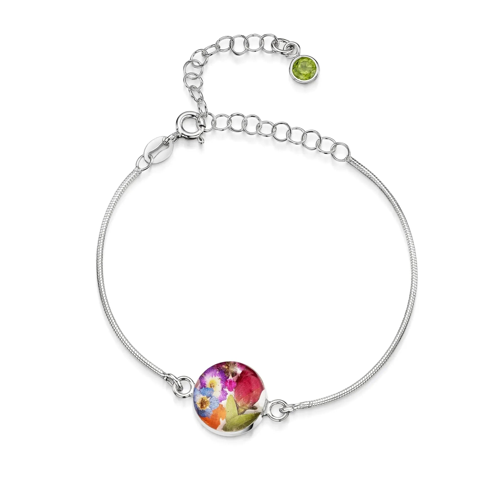 Bracelets personnalisés en argent sterling avec pierre de naissance en forme de fleur | Violette hurlante®