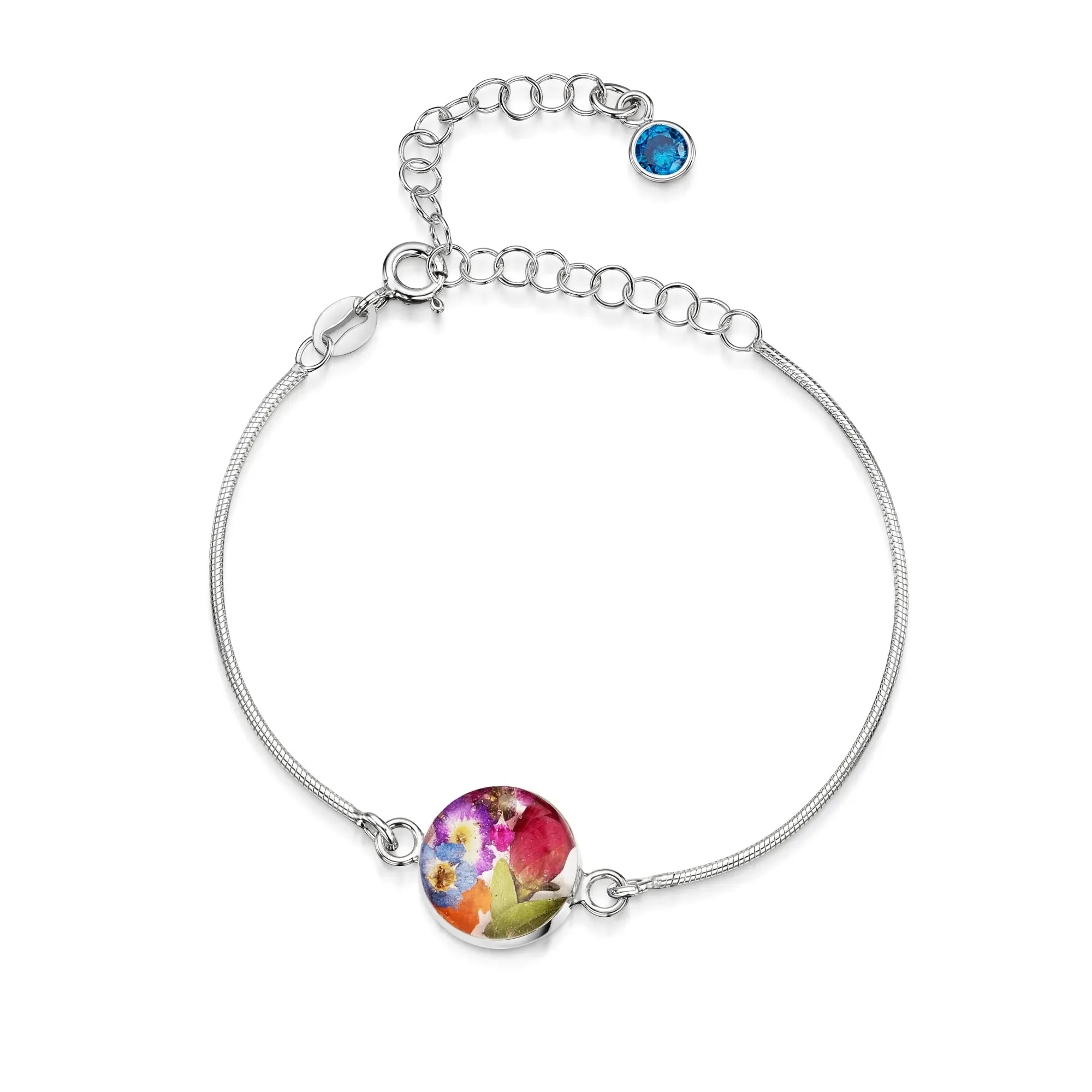 Bracelets personnalisés en argent sterling avec pierre de naissance en forme de fleur | Violette hurlante®