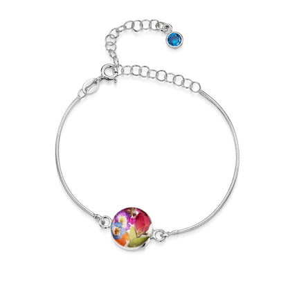 Bracelets personnalisés en argent sterling avec pierre de naissance en forme de fleur | Violette hurlante®
