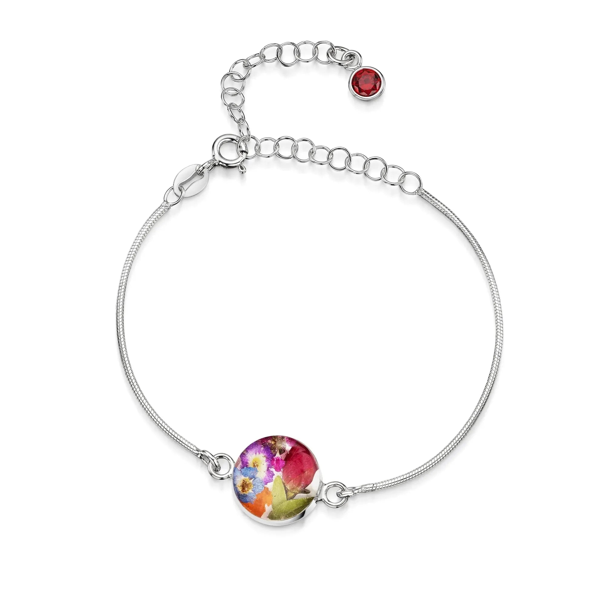 Bracelets personnalisés en argent sterling avec pierre de naissance en forme de fleur | Violette hurlante®