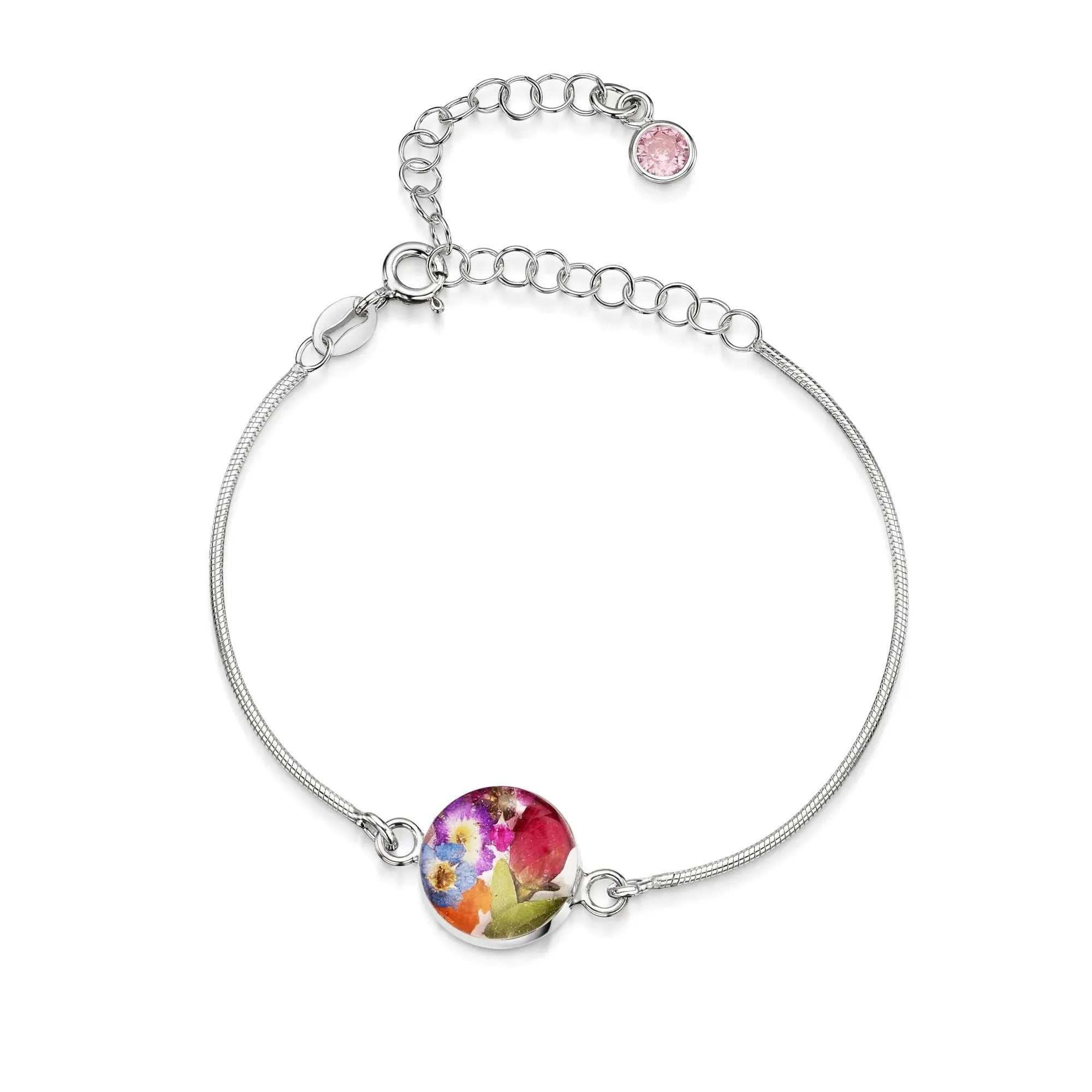Bracelets personnalisés en argent sterling avec pierre de naissance en forme de fleur | Violette hurlante®