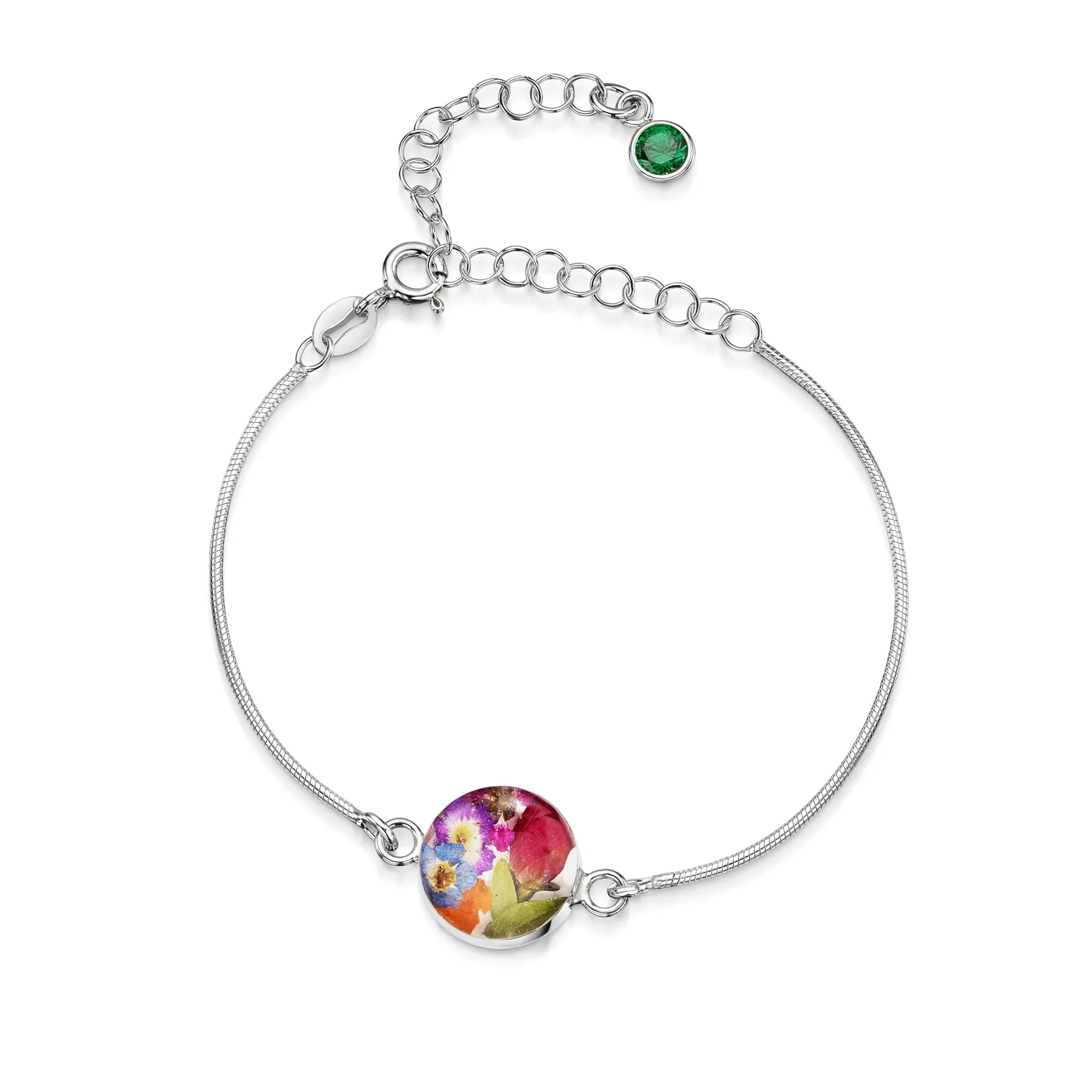 Bracelets personnalisés en argent sterling avec pierre de naissance en forme de fleur | Violette hurlante®