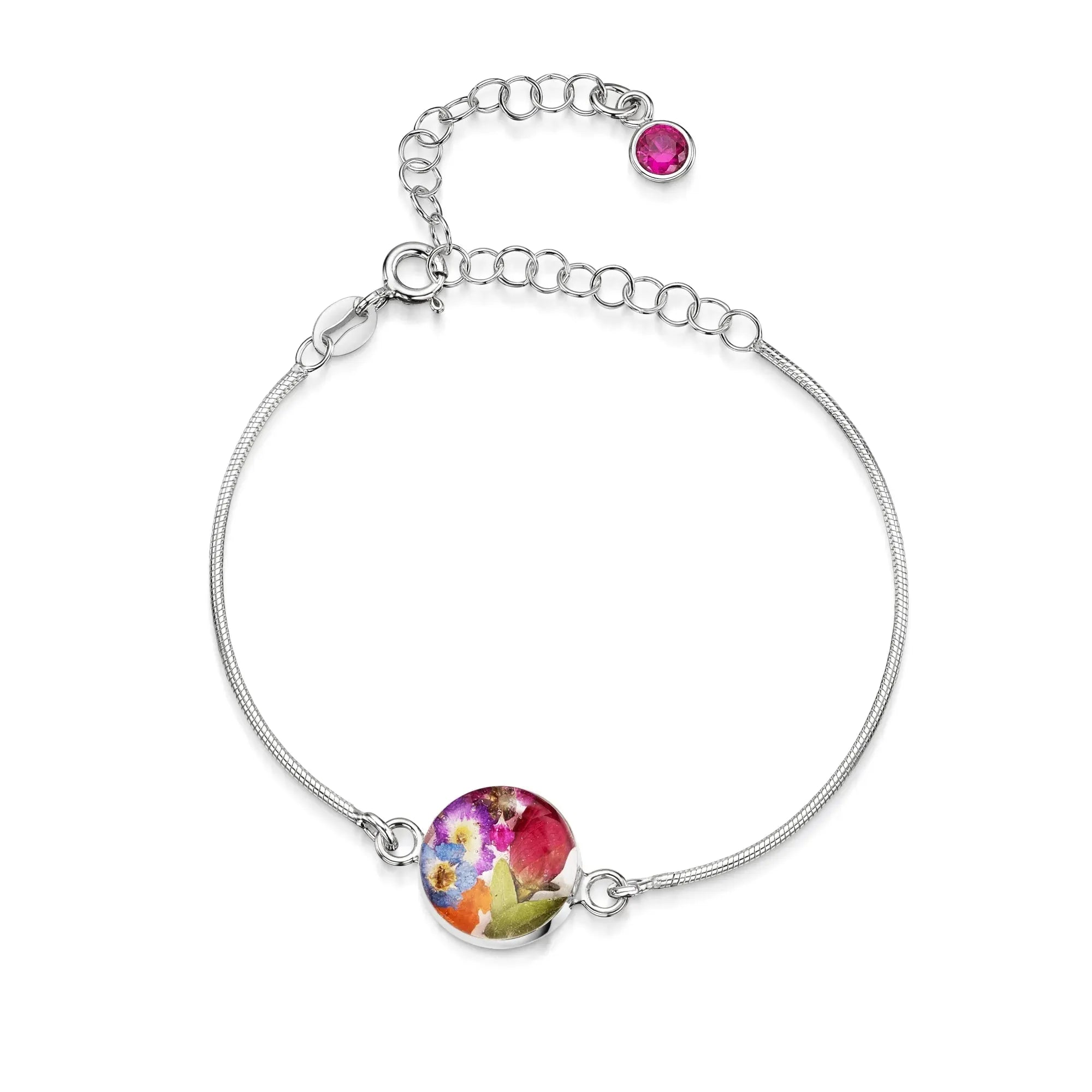 Bracelets personnalisés en argent sterling avec pierre de naissance en forme de fleur | Violette hurlante®