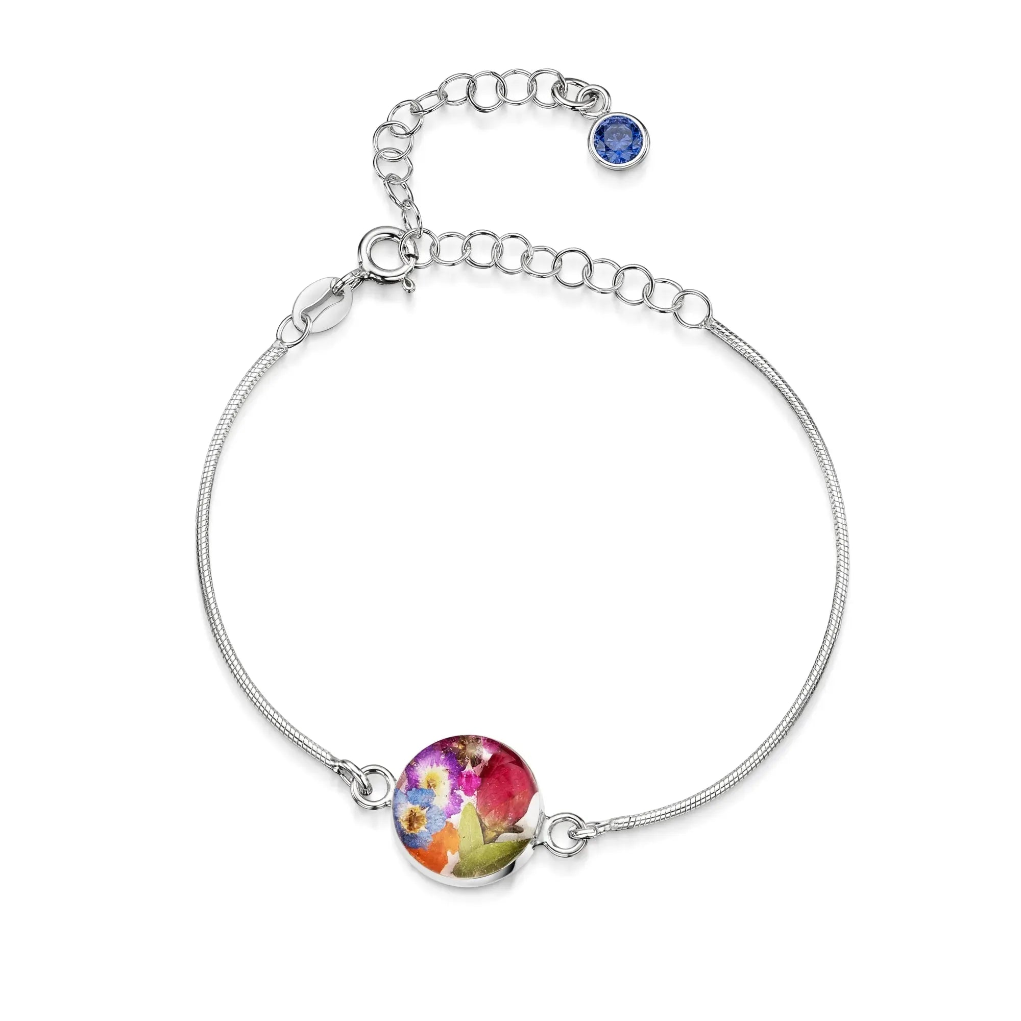 Bracelets personnalisés en argent sterling avec pierre de naissance en forme de fleur | Violette hurlante®