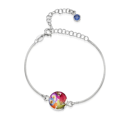 Bracelets personnalisés en argent sterling avec pierre de naissance en forme de fleur | Violette hurlante®