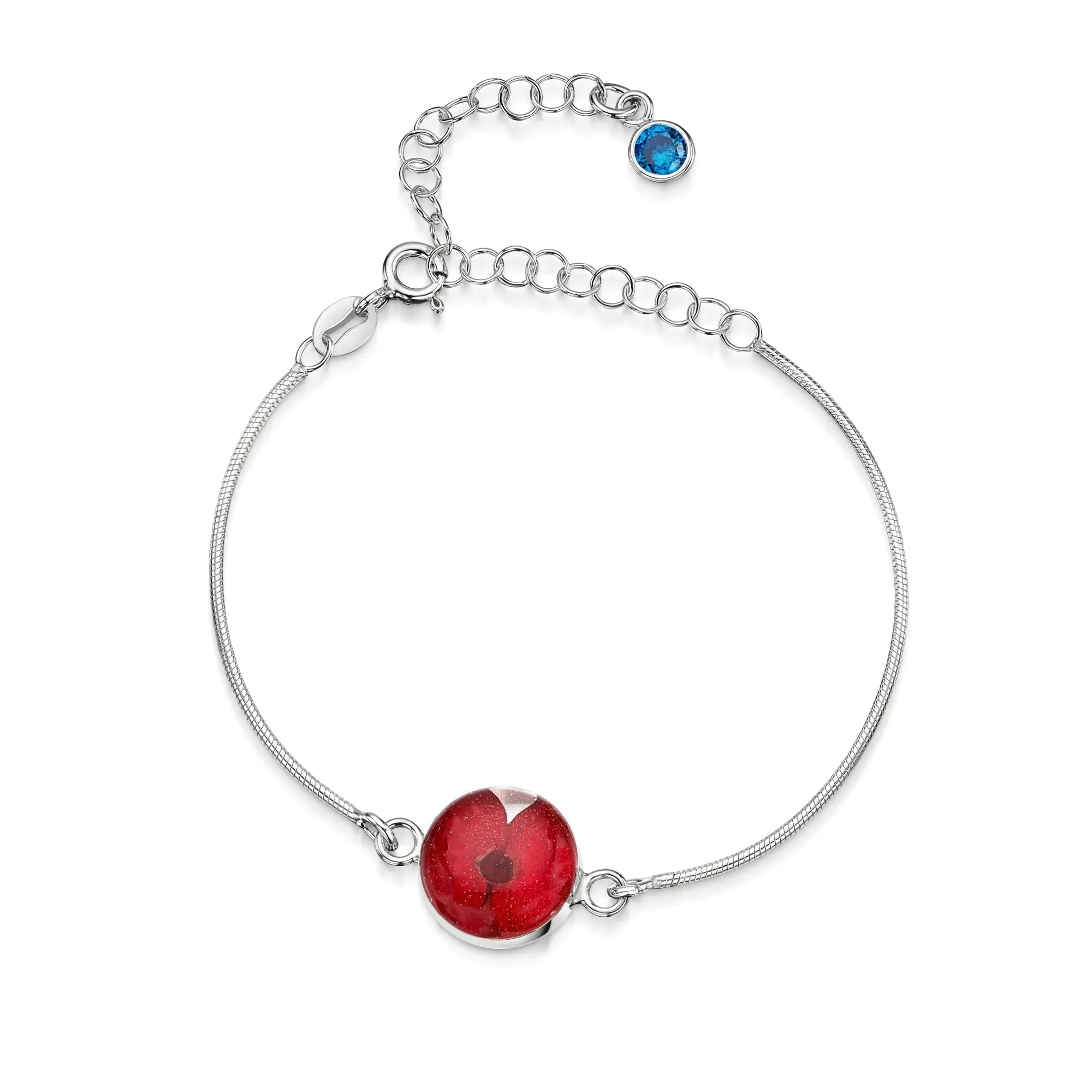 Bracelets personnalisés en argent sterling avec pierre de naissance en forme de fleur | Violette hurlante®