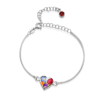 Bracelets personnalisés en argent sterling avec pierre de naissance en forme de fleur | Violette hurlante®