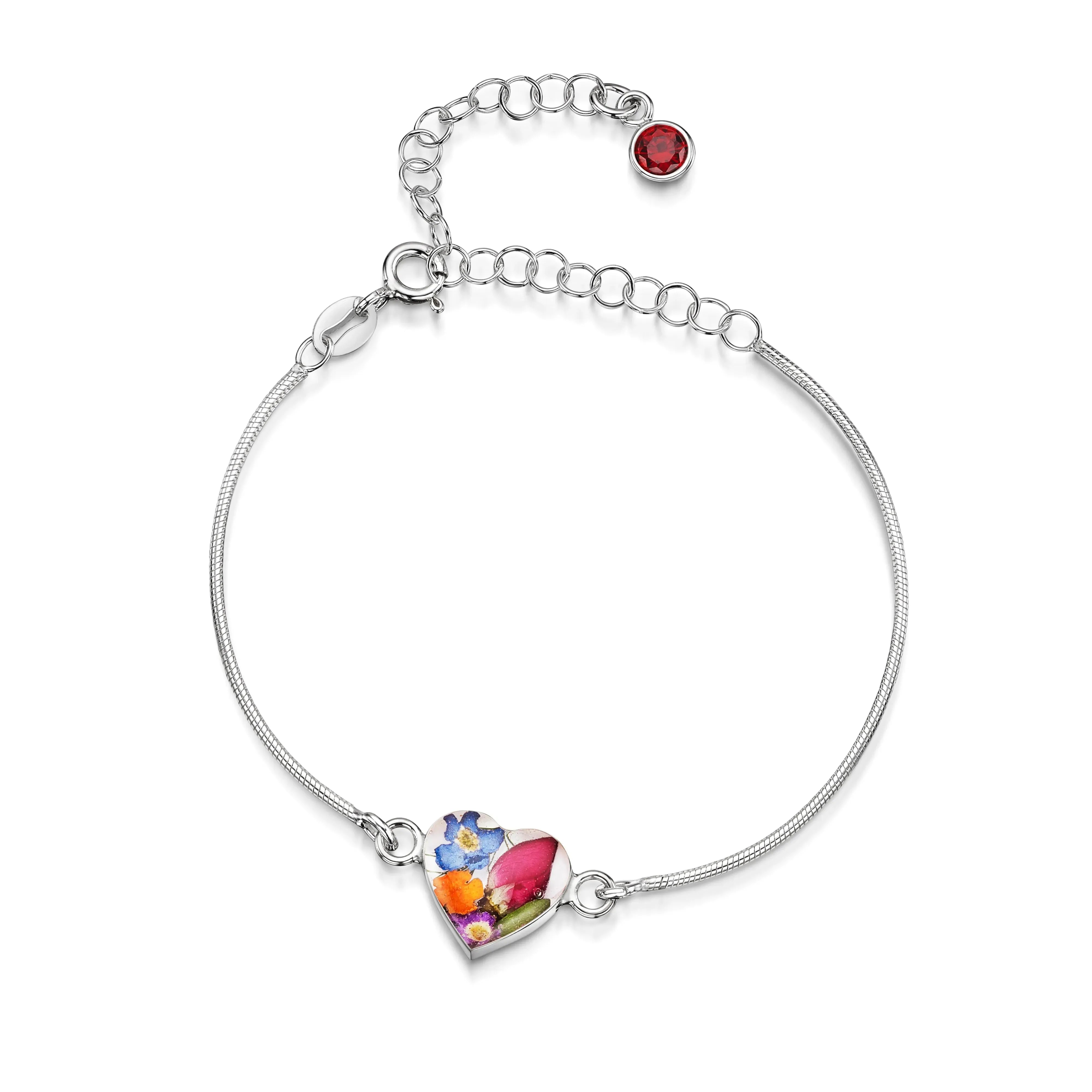 Bracelets personnalisés en argent sterling avec pierre de naissance en forme de fleur | Violette hurlante®